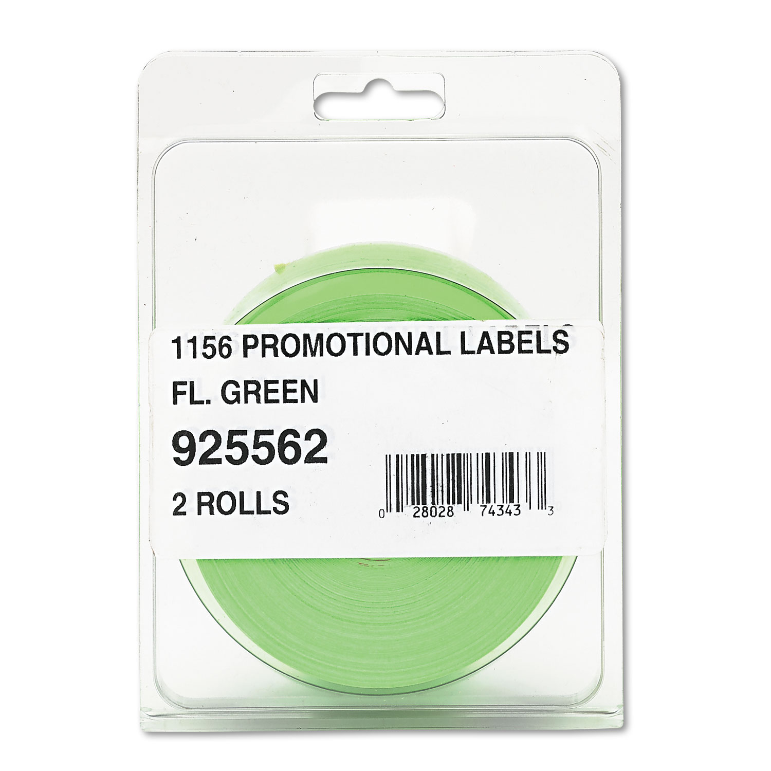 Pricemarker 1156 One-Line Labels, 3/4 x 1-1/4, Fluorescent Green, 2 Rolls/Pack