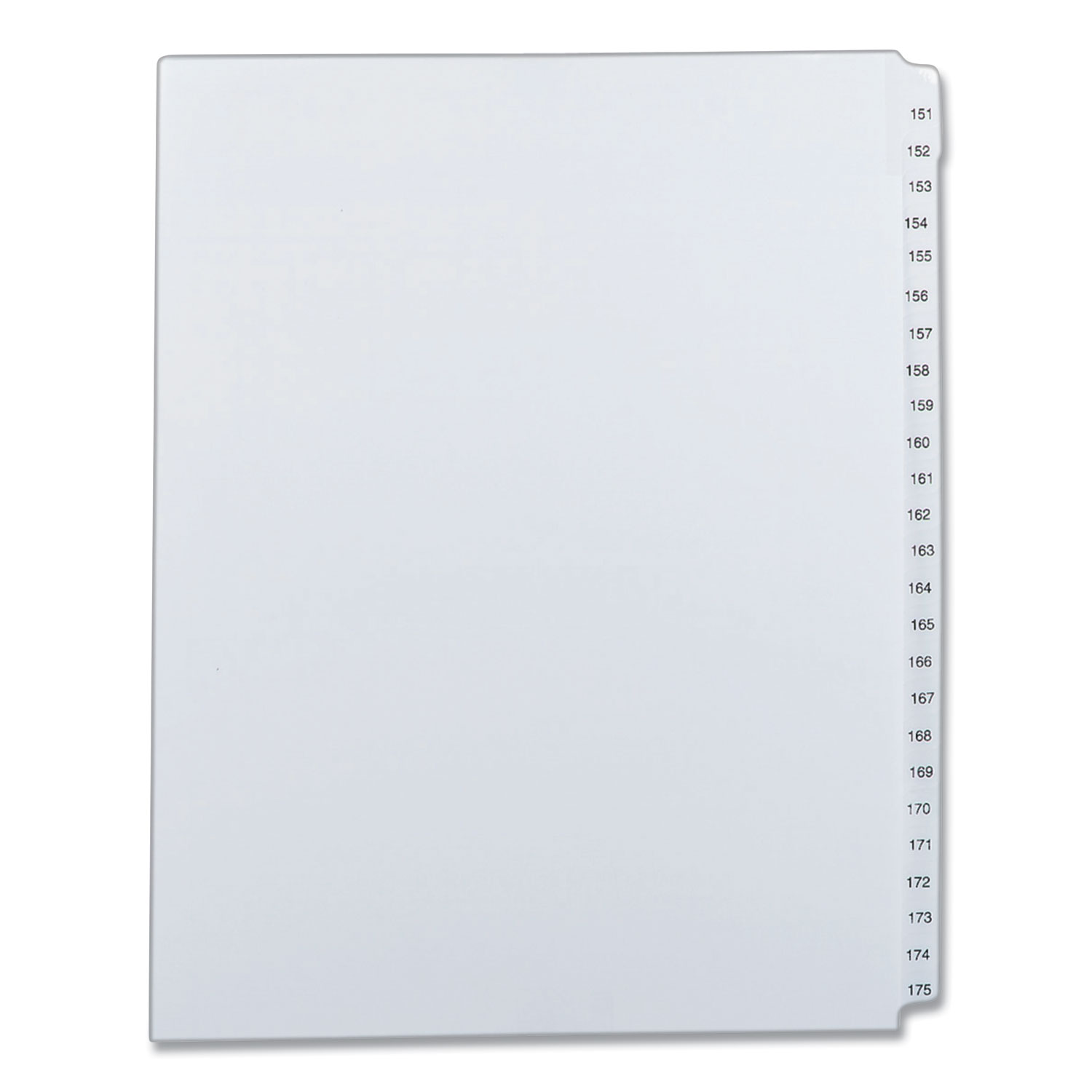 Preprinted Legal Exhibit Side Tab Index Dividers, Allstate Style, 25-Tab, 151 to 175, 11 x 8.5, White, 1 Set