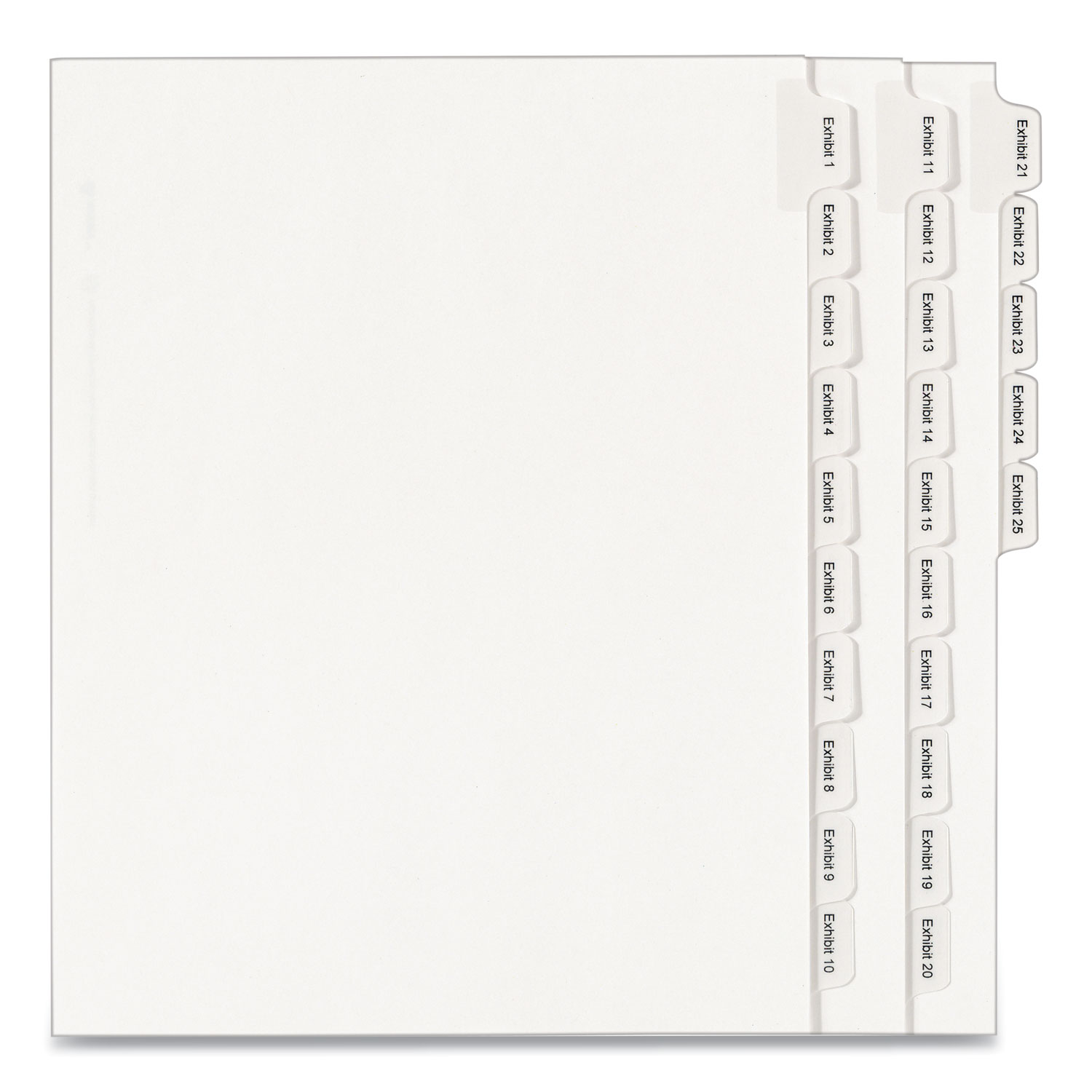 Preprinted Legal Exhibit Side Tab Index Dividers, Allstate Style, 25-Tab, Exhibit 1 to Exhibit 25, 11 x 8.5, White, 1 Set