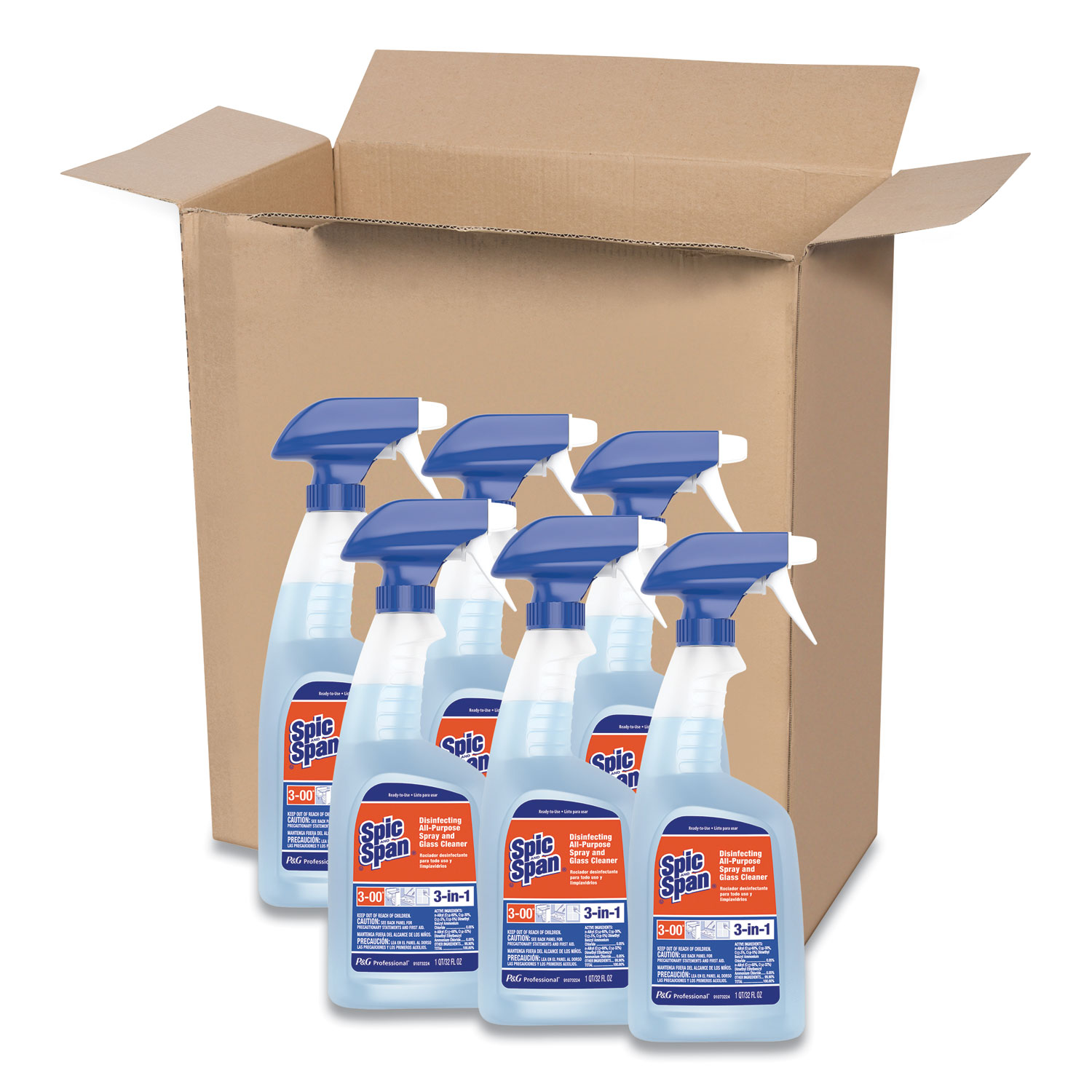  Spic and Span 75353 Disinfecting All-Purpose Spray and Glass Cleaner, 32 oz Spray Bottle, 6/Carton (PGC75353) 
