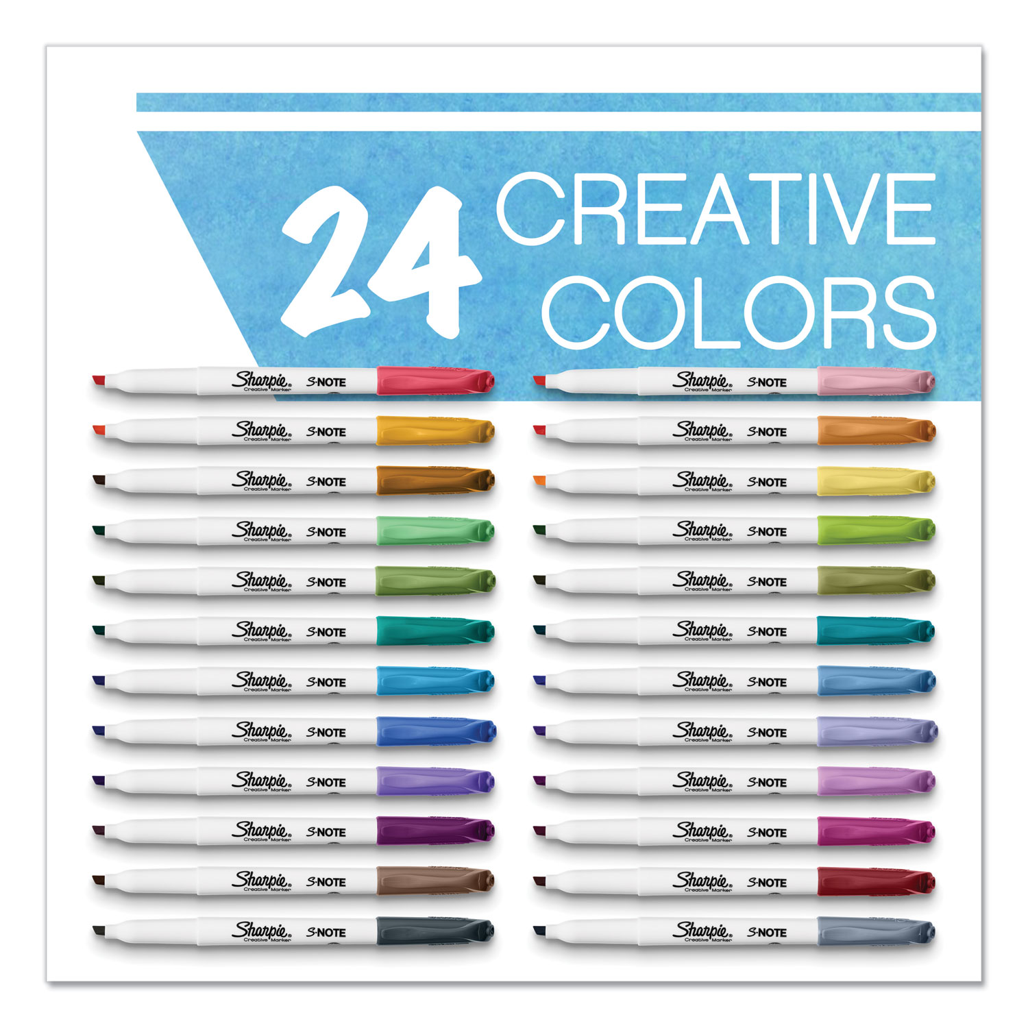  Sharpie 2117330 S-Note Creative Markers, Chisel Tip, Assorted Colors, 24/Pack (SAN2117330) 