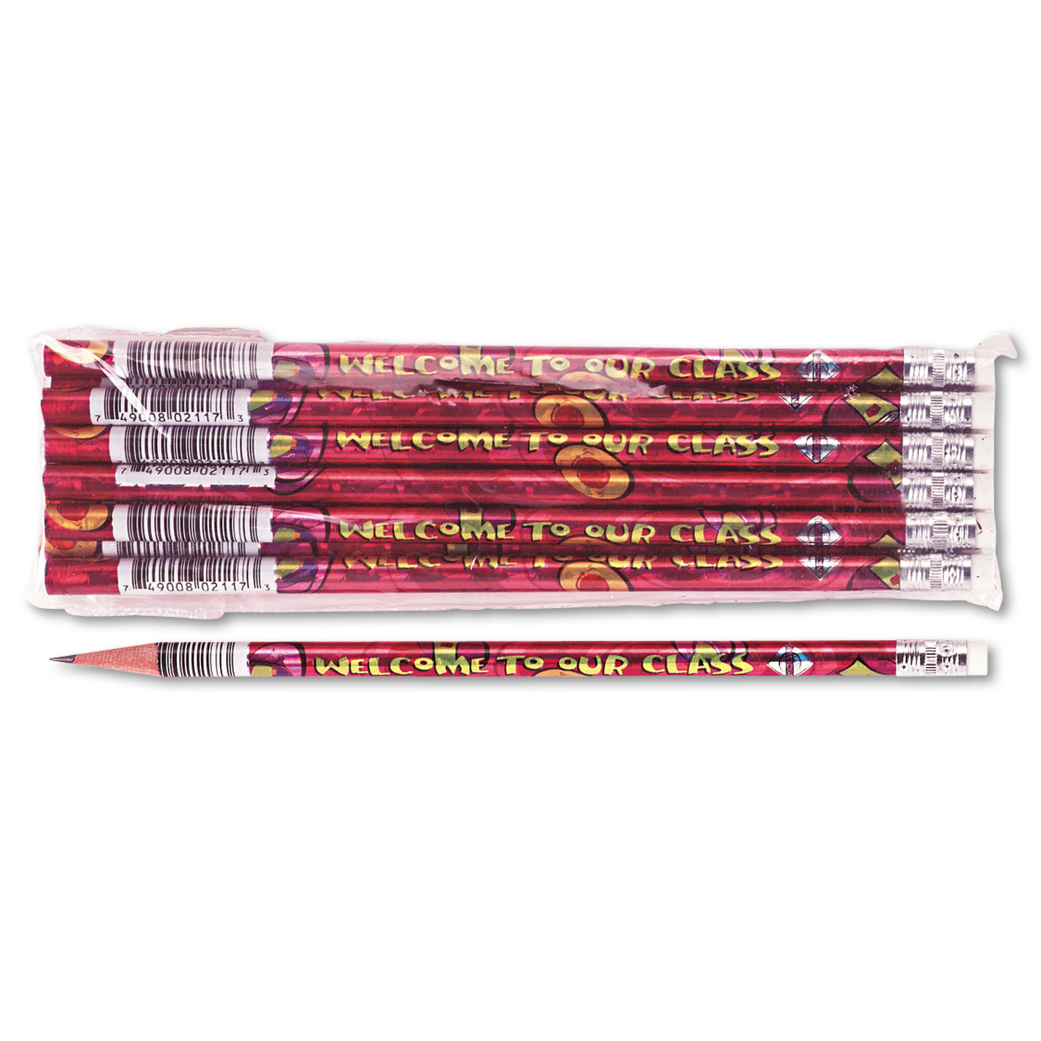Decorated Wood Pencil, Welcome To Our Class, HB #2, Red Brl, Dozen