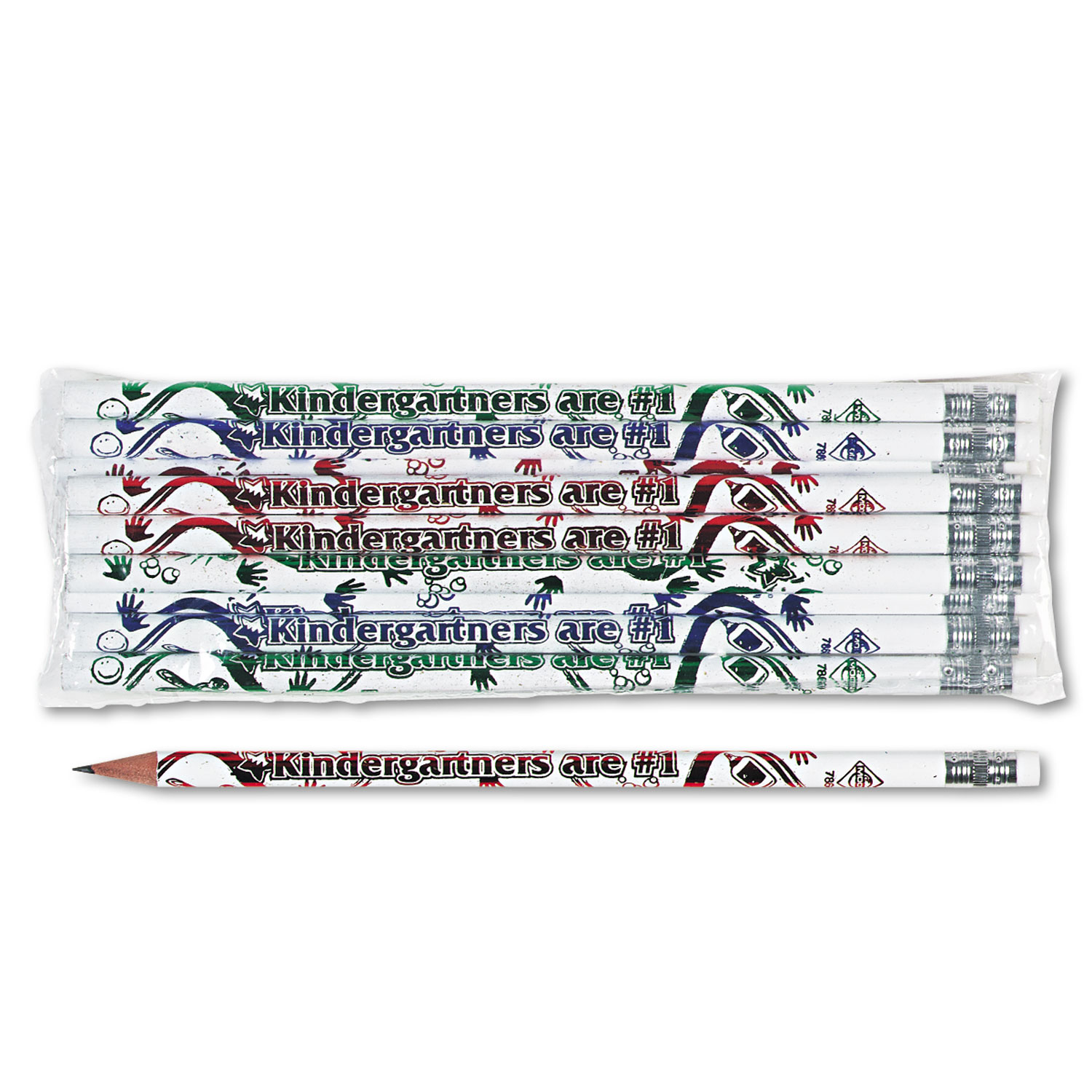  Moon Products 7860B Kindergartners are #1 Pencil, HB (#2), Black Lead, White Barrel, Dozen (MPD7860B) 