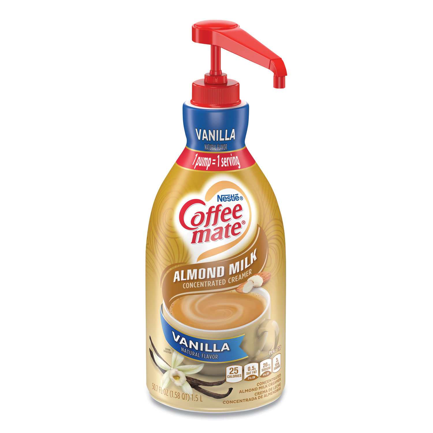 Coffee mate® Liquid Coffee Creamer, Vanilla Almond Milk, 1.5 L Pump Bottle