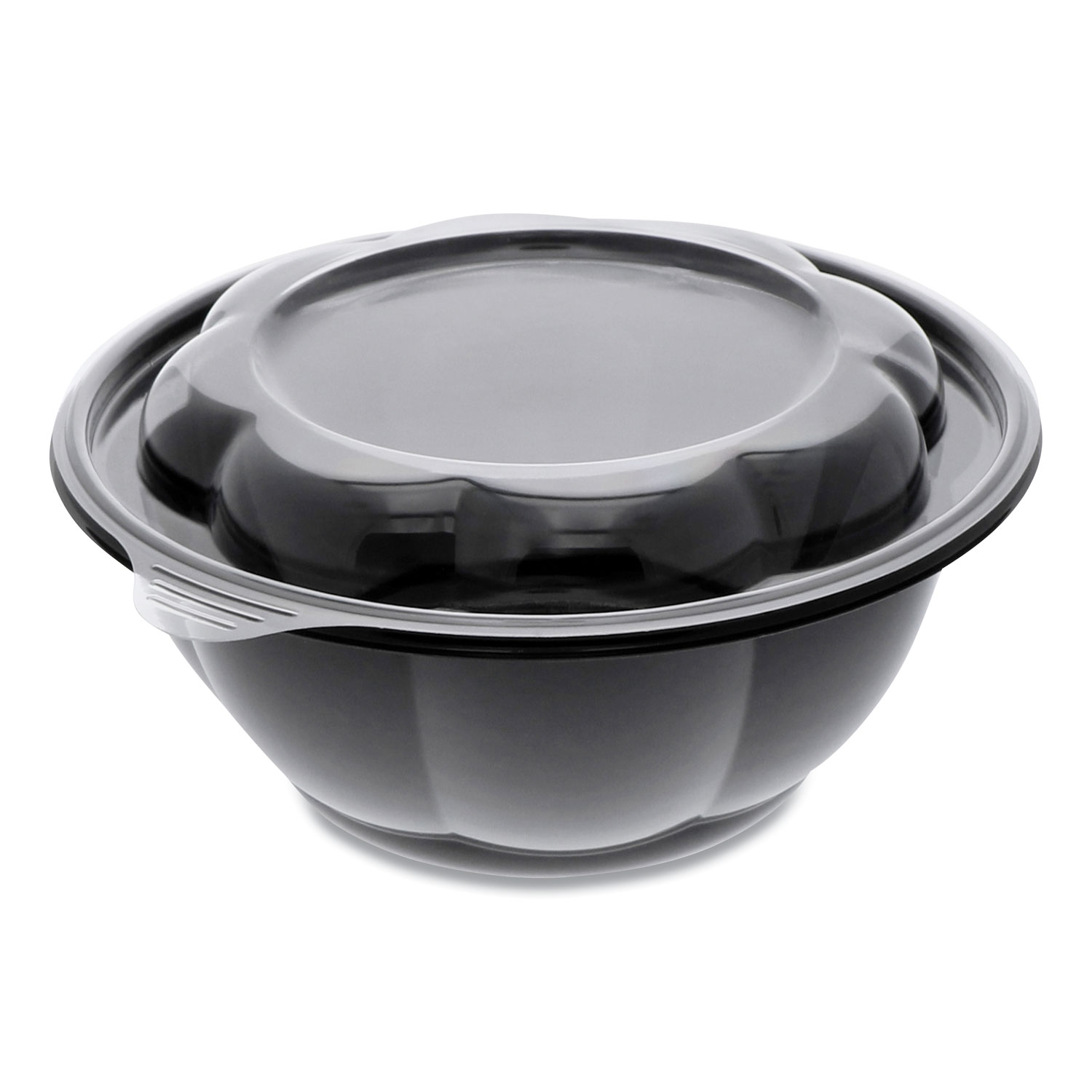 Pactiv Roseware Bowl and Lid Combo, 80 oz, 9.75 Diameter x 9h, Black Base/Clear Lid, 252/Carton