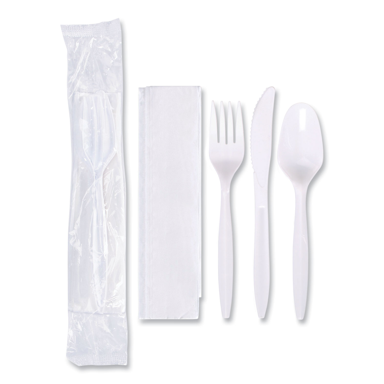  Hoffmaster 117799 Economy Cutlery Kit, Fork/Knife/Spoon/Napkin, White, 250/Carton (HFM117799) 