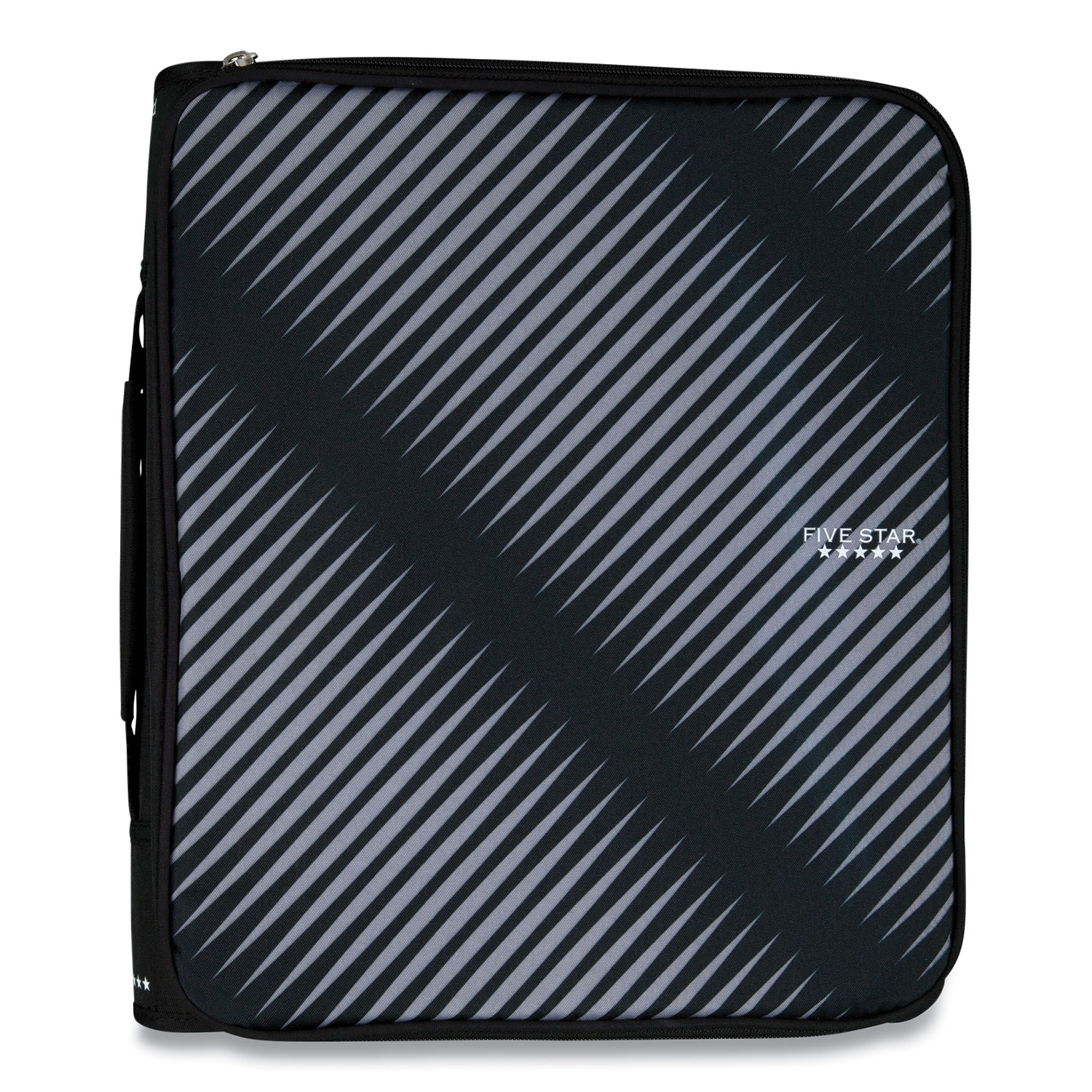 Five Star® Zipper Binder, 3 Rings, 2 Capacity, 11 x 8.5, Black/Gray Zebra Print Design