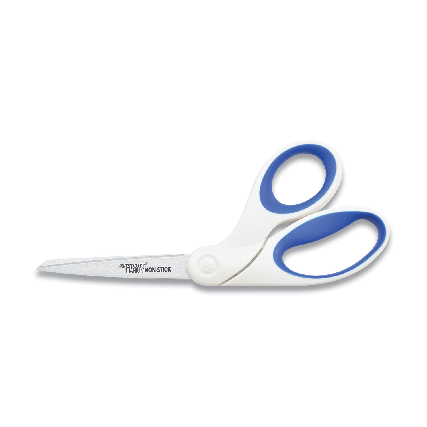 Westcott® Non-Stick Titanium Bonded Scissors, 8 Long, 3.25 Cut Length, White/Blue Bent Handle