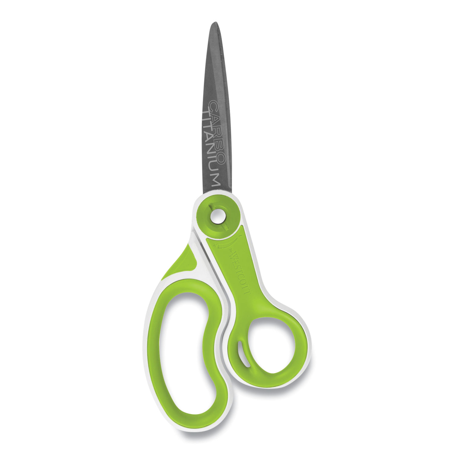 Westcott® CarboTitanium Bonded Scissors, 8 Long, 3.25 Cut Length, White/Green Bent Handle