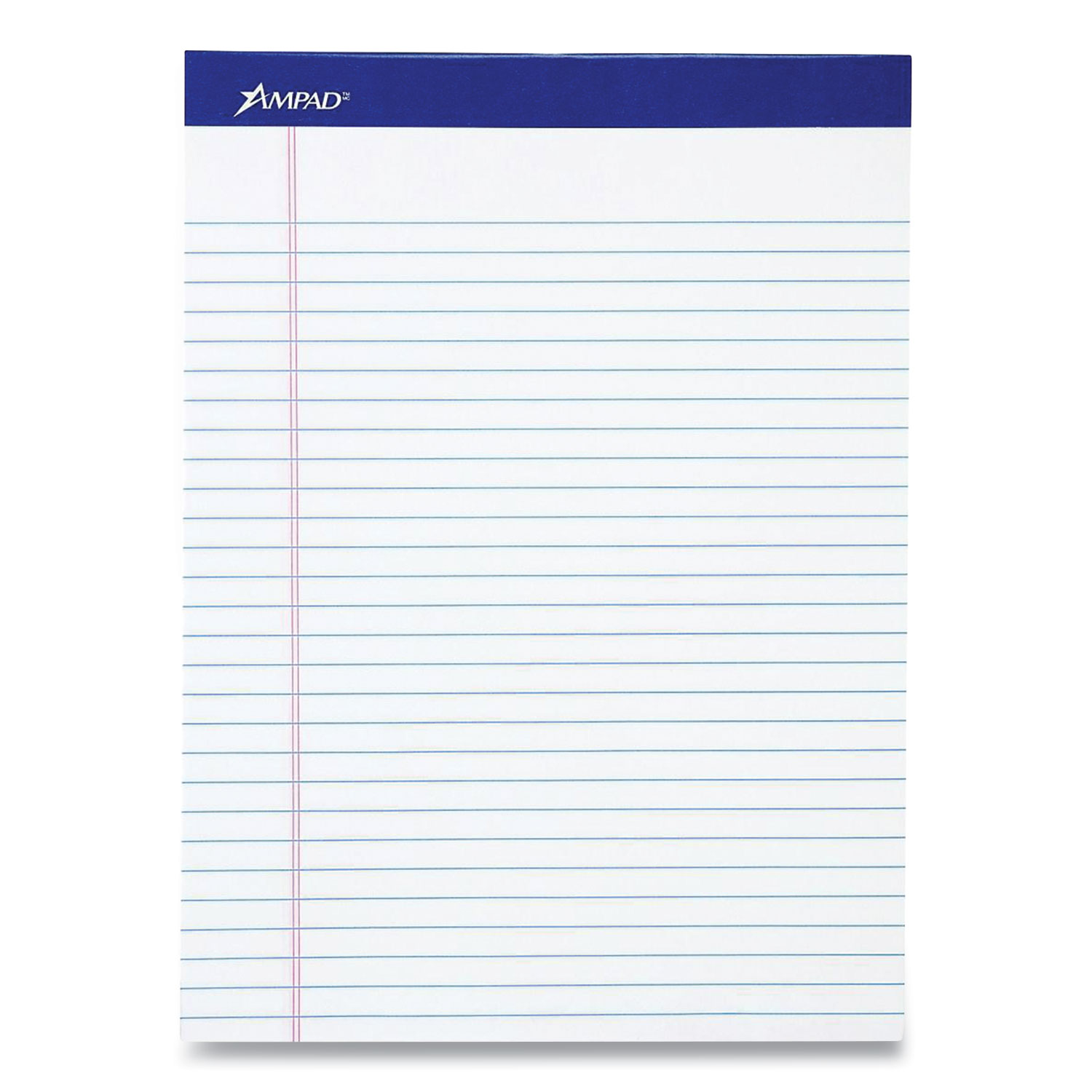 Ampad® Perforated Writing Pads, Wide/Legal Rule, White Sheets, 8.5 x 11.75, 50 Sheets, Dozen