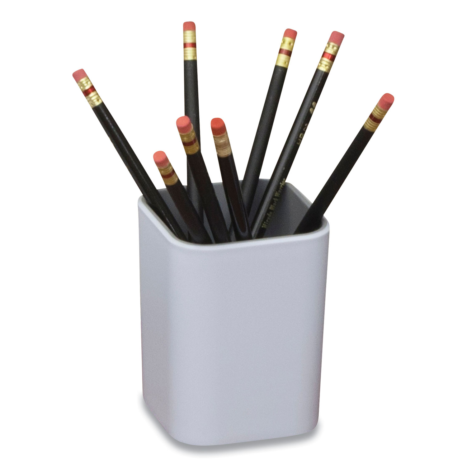 Advantus Fusion Pencil Cup, 3 x 3 x 4, White/Gray