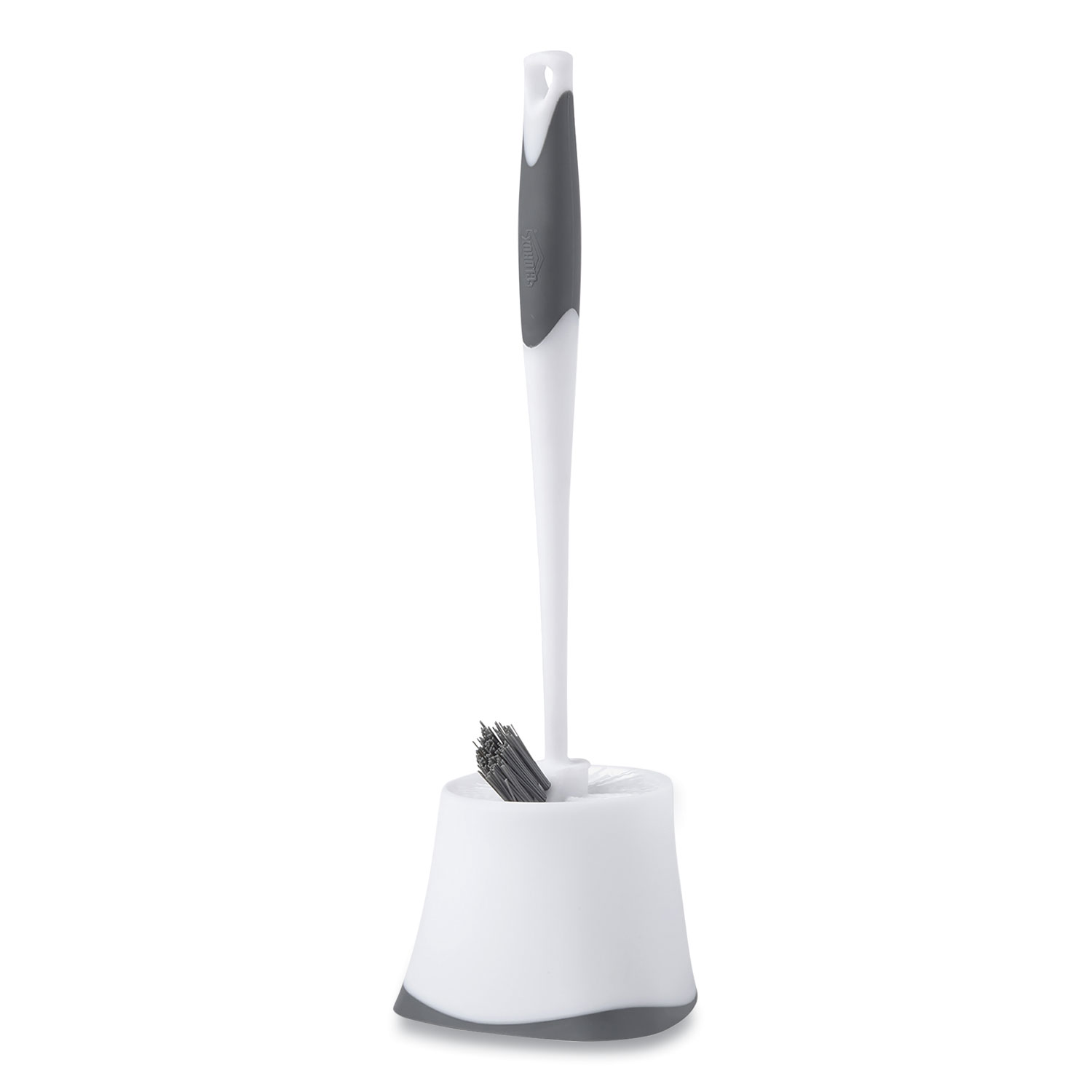 Clorox® Corner Toilet Brush and Holder with Under Rim, 15, White/Gray