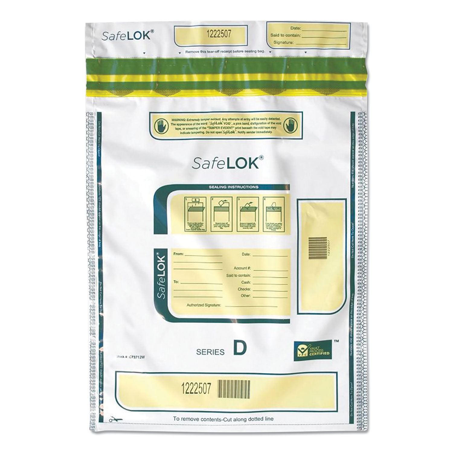 SafeLOK™ Series D Deposit Bags, 12 x 16, White, 100/Pack