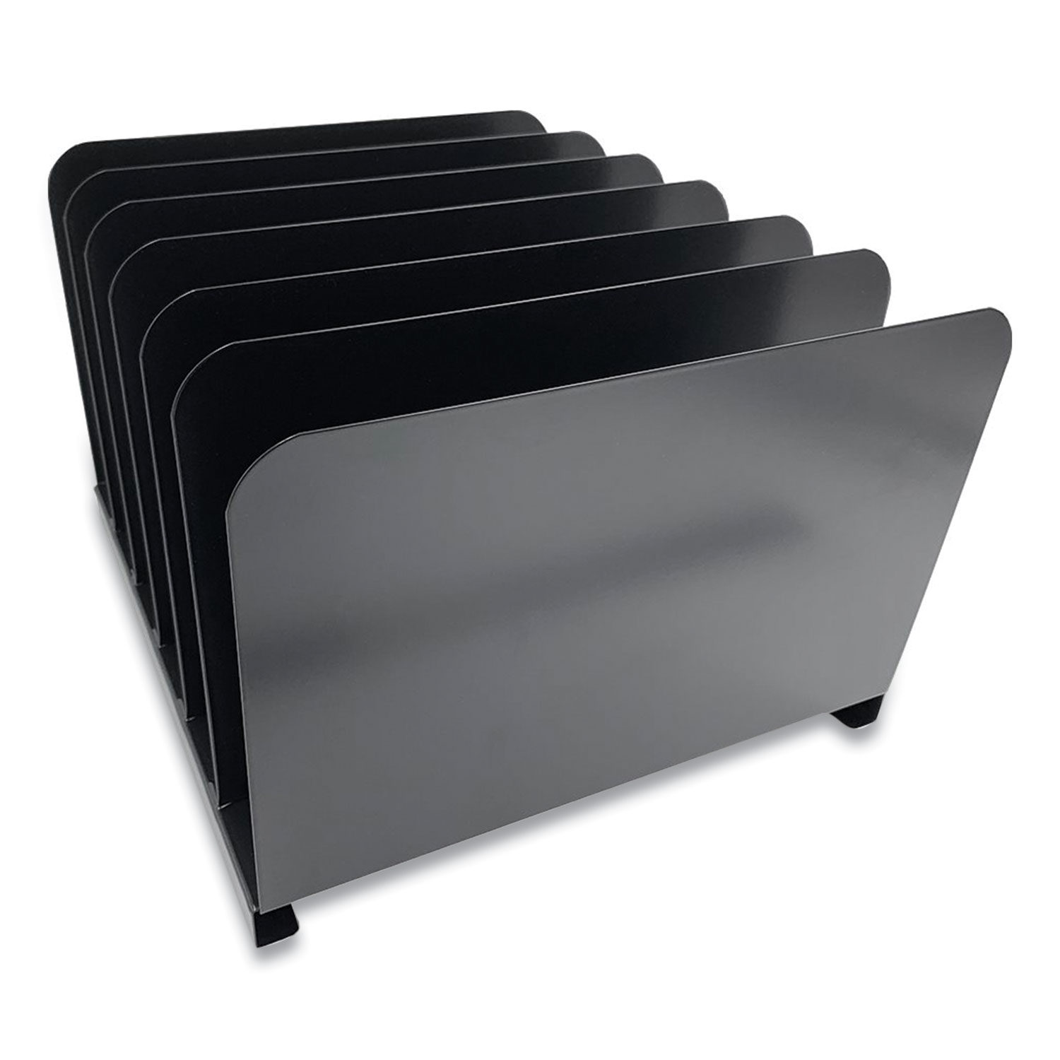 Huron Steel Vertical File Organizer, 6 Sections, Letter Size Files, 11 x 12 x 8, Black