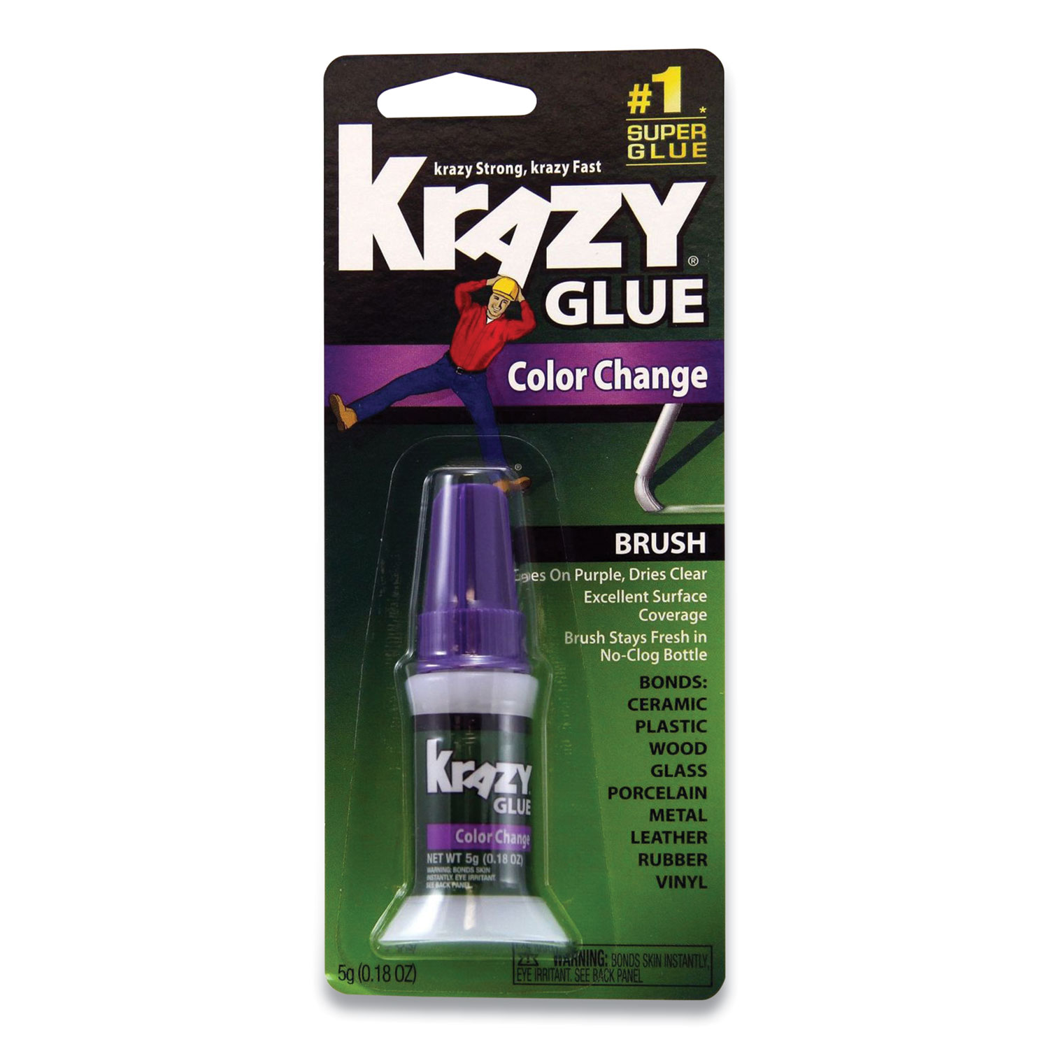  Krazy Glue KG98848R Color Change Brush On Glue, 0.18 oz, Dries Clear (EPI637085) 