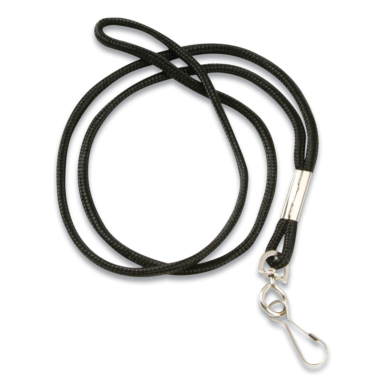 GBC® BadgeMates Round Lanyard, Metal Hook Fastener, 34 Long, Black, 12/Pack