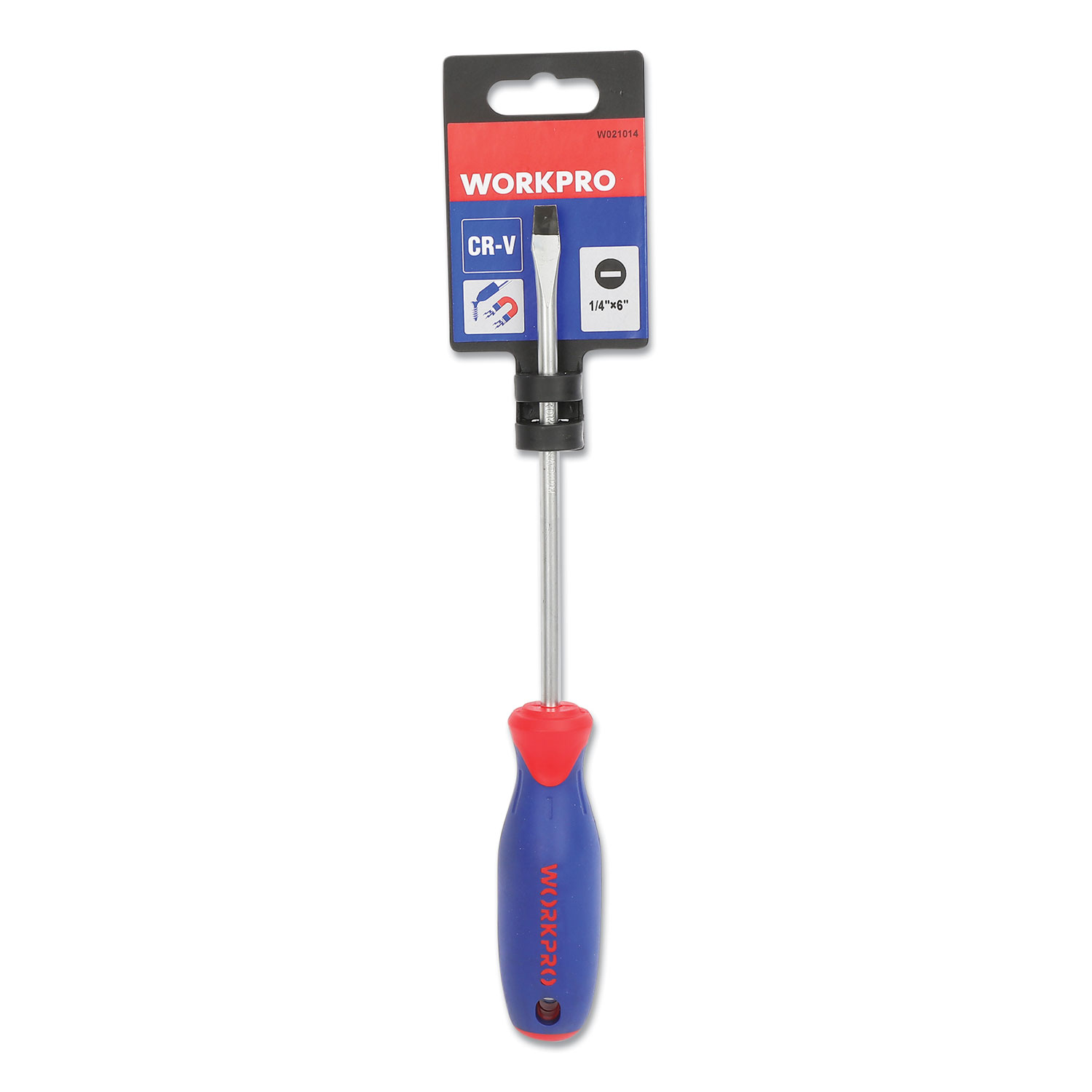 Workpro® Straight-Handle Cushion-Grip Screwdriver, 1/4 Slotted Tip, 6 Shaft
