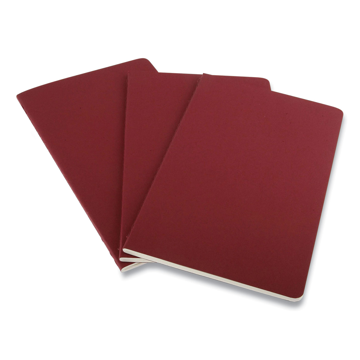 Moleskine® Cahier Journal, Quadrille Rule, Cranberry Red Cover, 5 x 8.25, 80 Sheets, 3/Pack