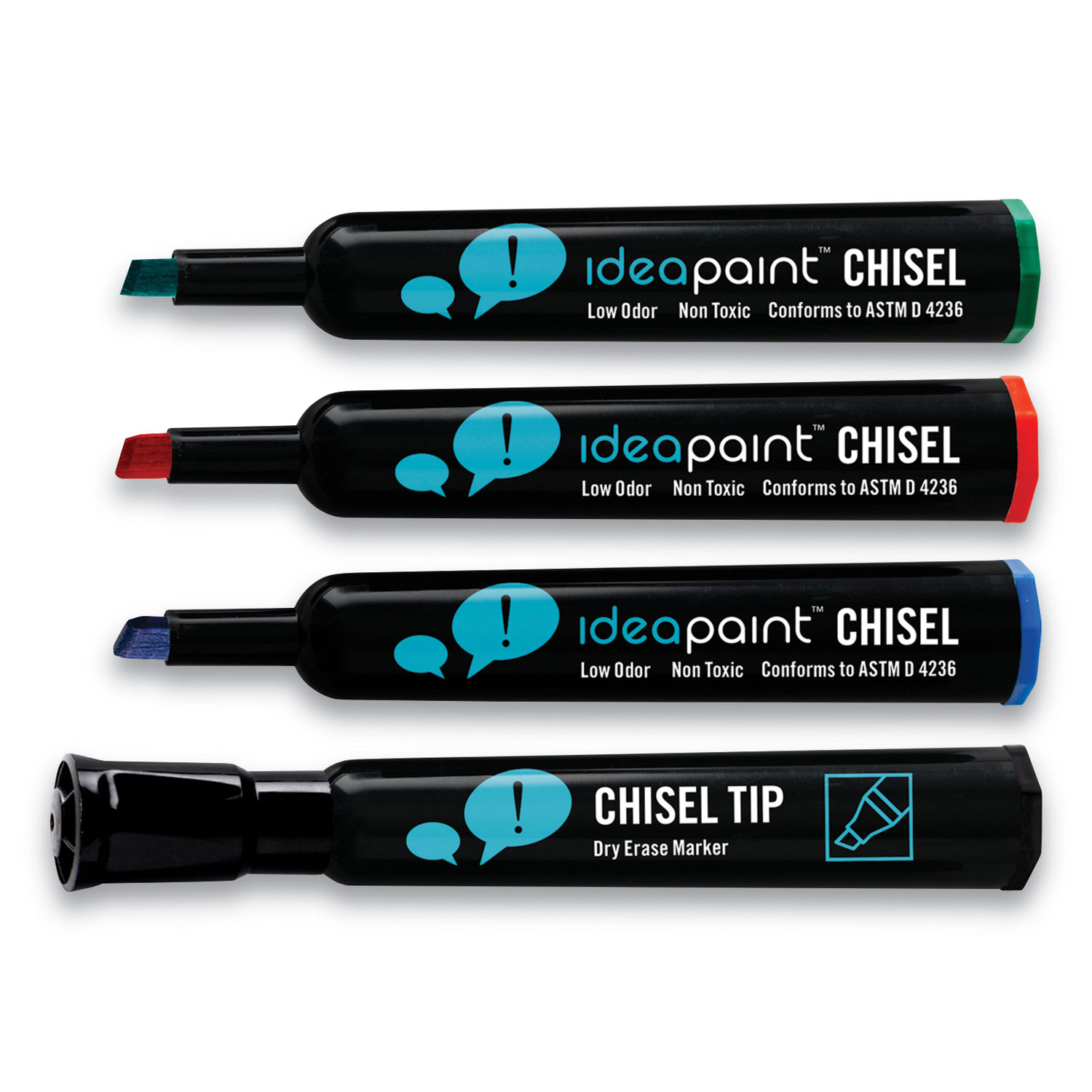 IdeaPaint™ Dry Erase Marker, Chisel Tip, Assorted Colors, 4/Pack