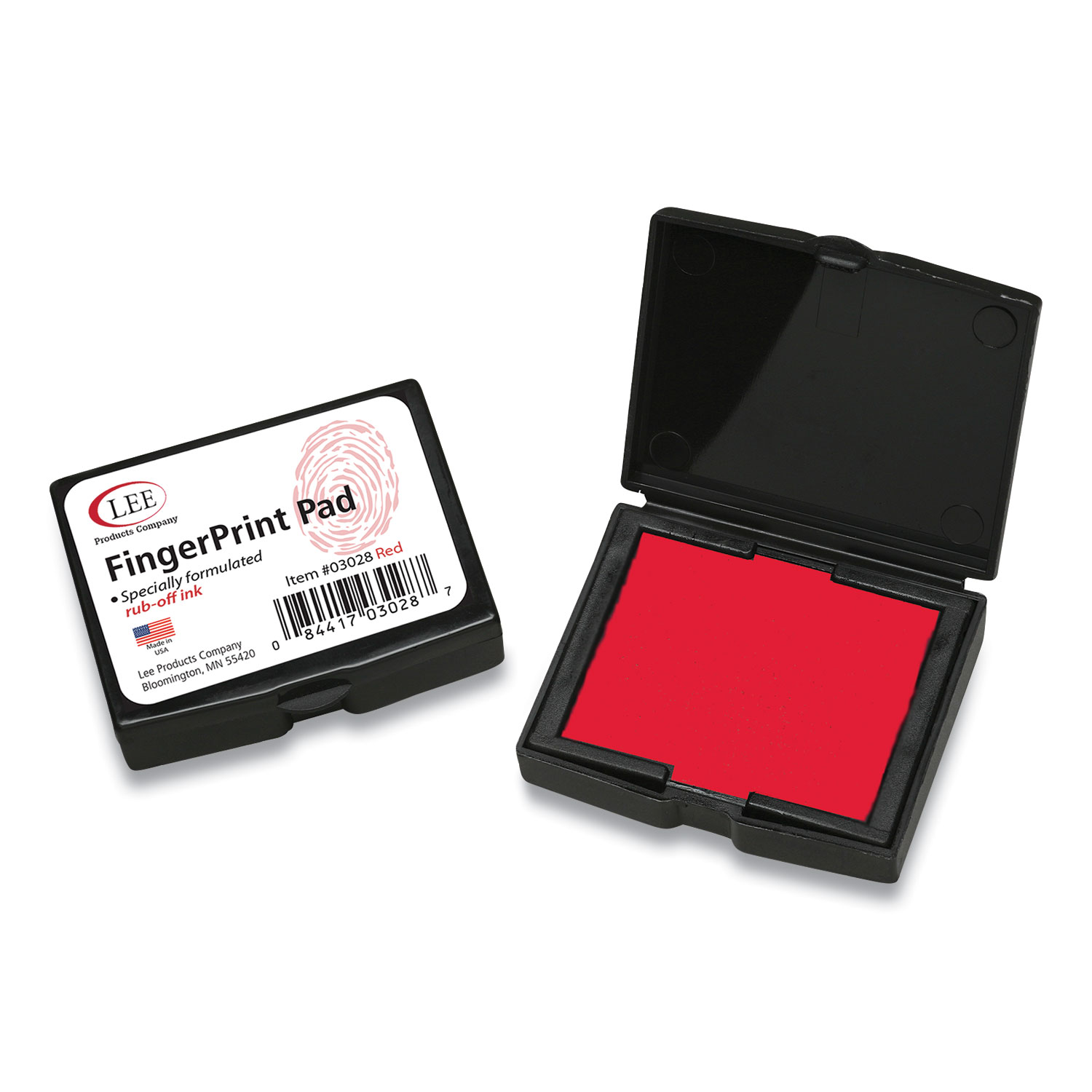 LEE Inkless Fingerprint Pad, 2.25 x 1.75, Red