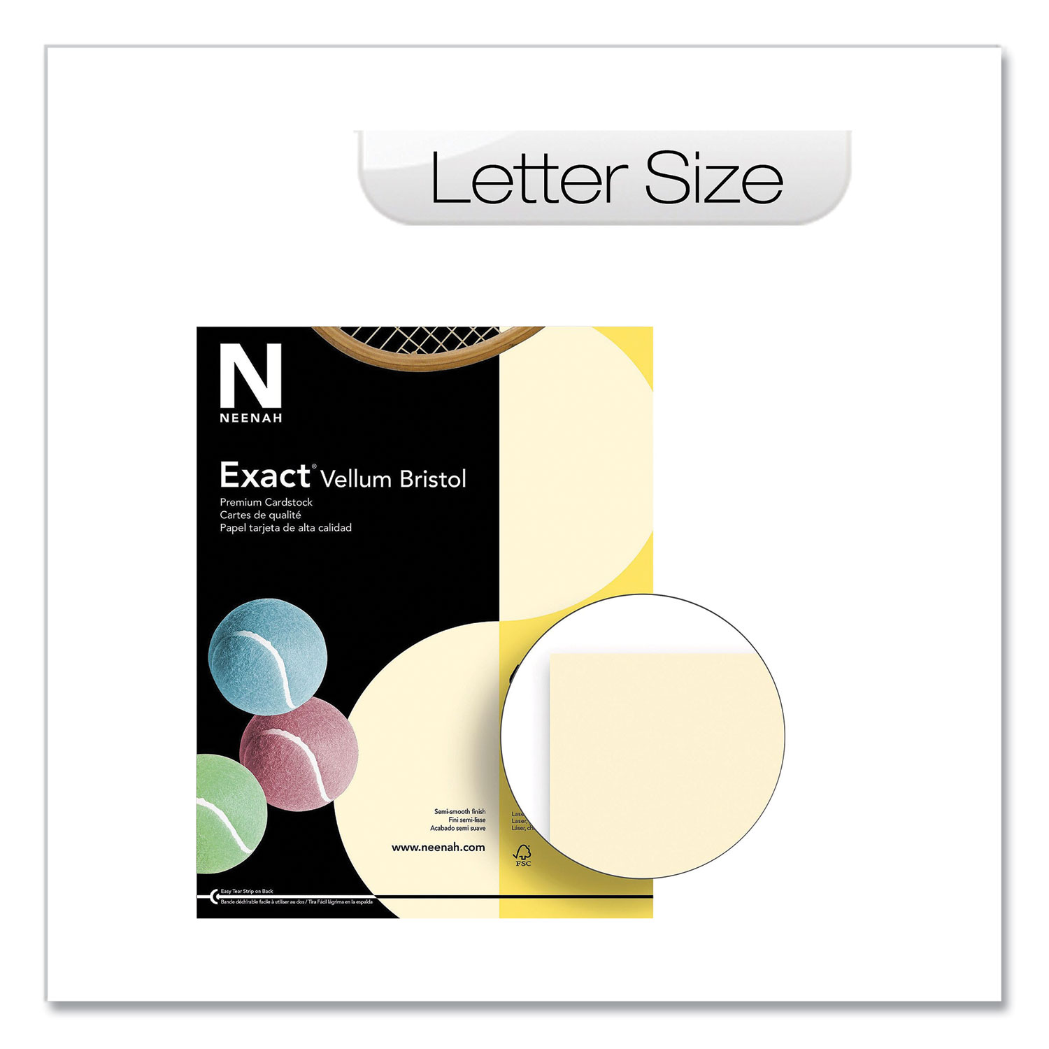  Neenah Paper 81368/82368 Exact Vellum Bristol Cover Stock, 67 lb, 8.5 x 11, Ivory, 250/Pack (NEE457777) 