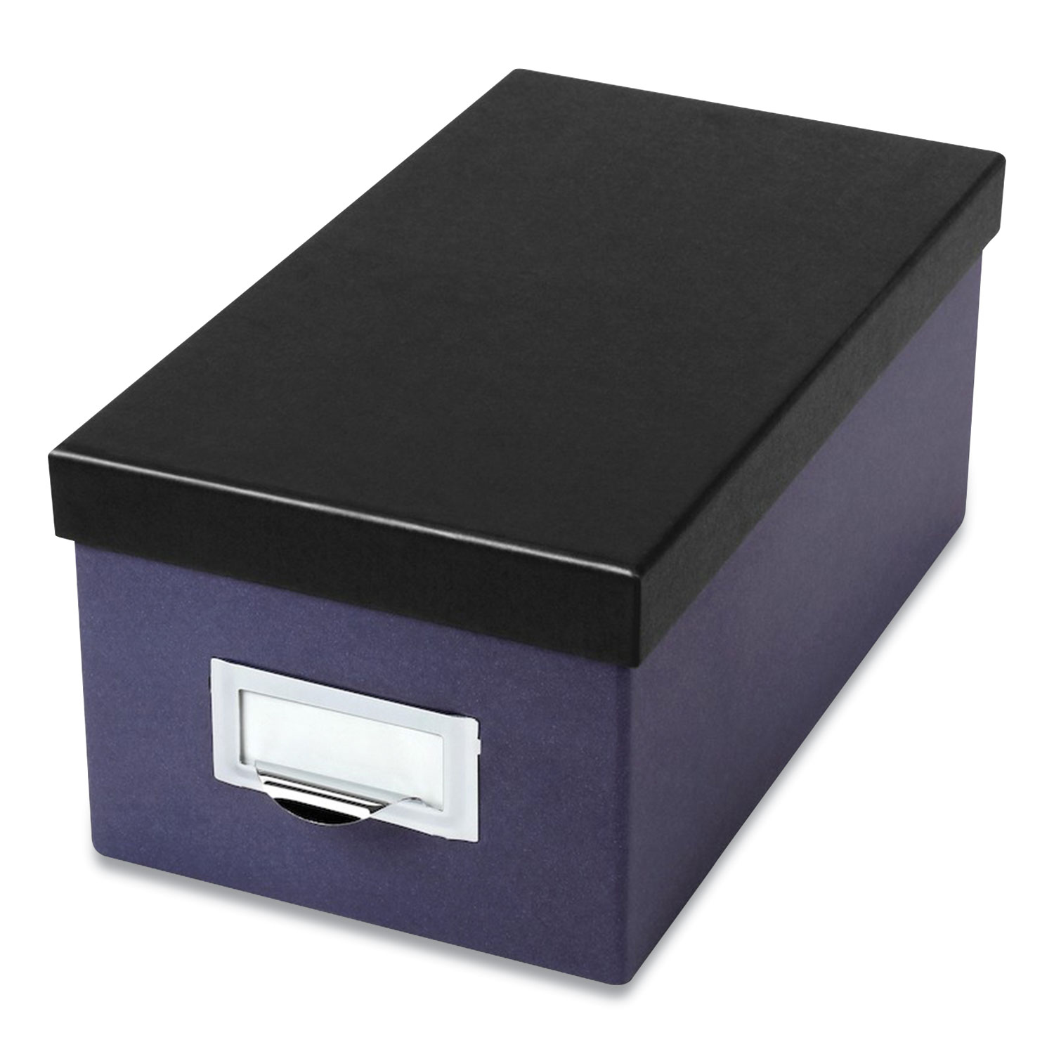 Oxford™ Index Card Storage Box, Holds 1,000 4 x 6 Cards, Pressboard, Indigo/Black, 6.5 x 11.5 x 5