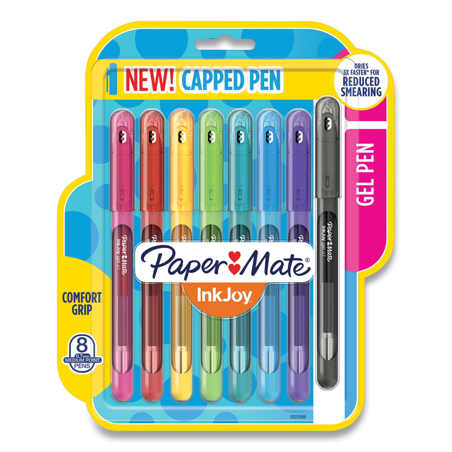  Paper Mate 2022986 InkJoy Gel Stick Pen, Medium 0.7 mm, Assorted Color Ink/Barrel, 8/Pack (PAP2831877) 