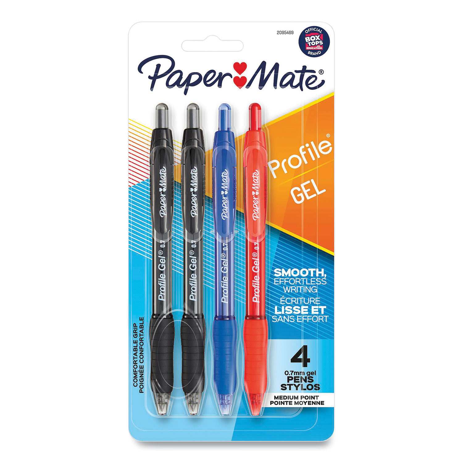Paper Mate® Profile Retractable Gel Pen, Medium 0.7 mm, Assorted Color Ink/Barrel, 4/Pack