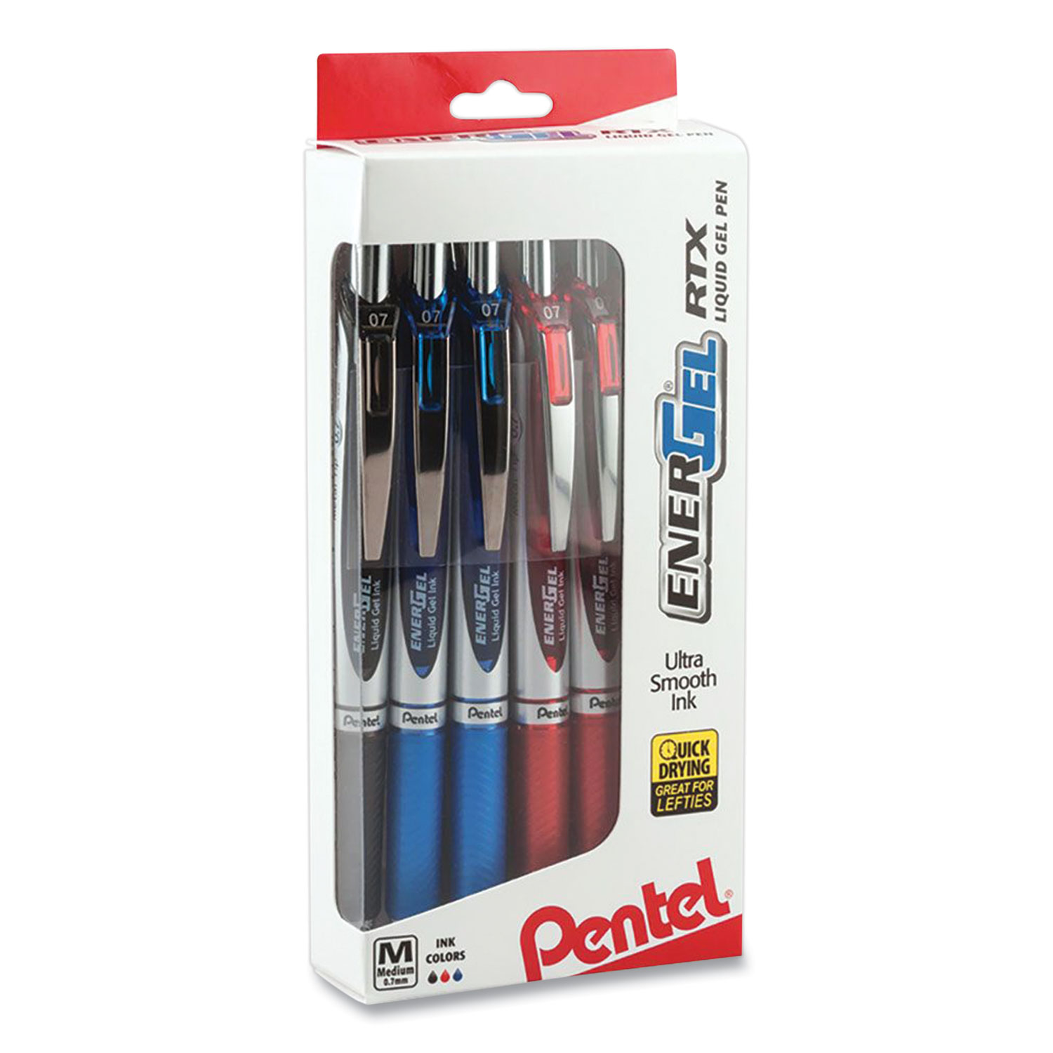 Pentel® EnerGel RTX Retractable Gel Pen, Medium 0.7 mm, Assorted Color Ink/Barrel, 12/Pack