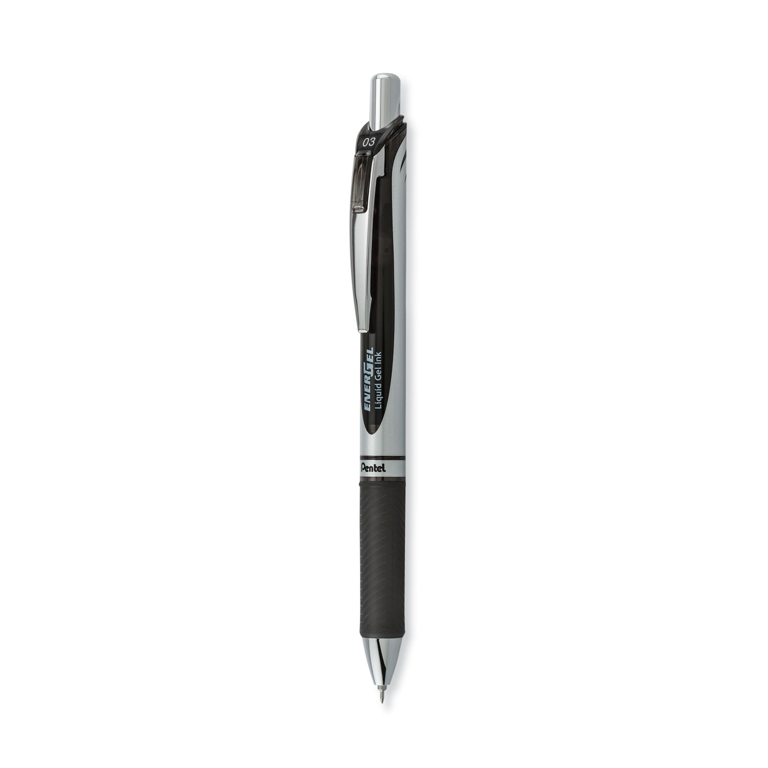  Pentel BLN73-A EnerGel RTX Retractable Gel Pen, Extra-Fine 0.3 mm, Black Ink, Black/Silver Barrel, Dozen (PEN2639680) 