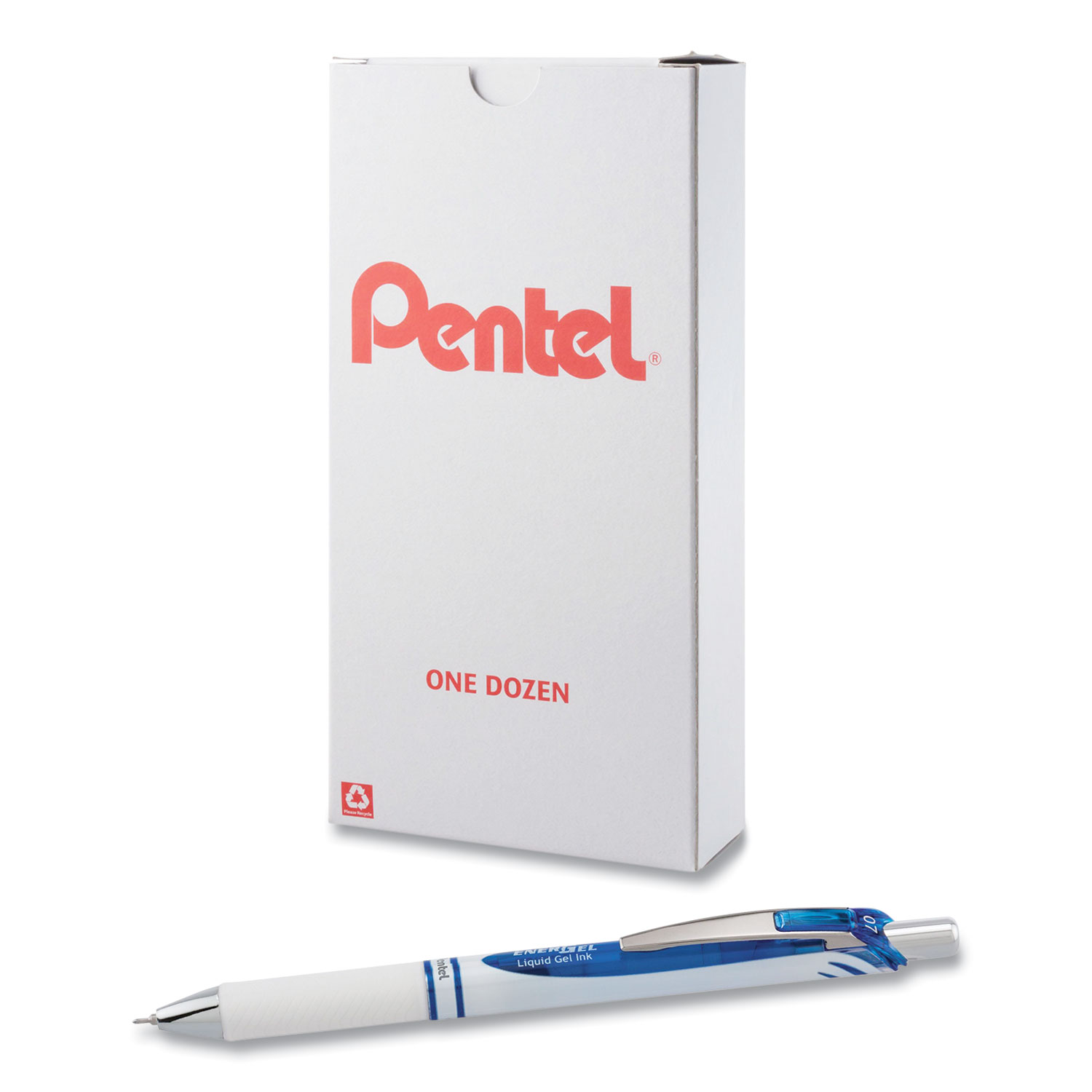  Pentel BLN77PW-C EnerGel Pearl Retractable Gel Pen, Medium 0.7 mm, Blue Ink, White/Blue Barrel, Dozen (PEN2639684) 
