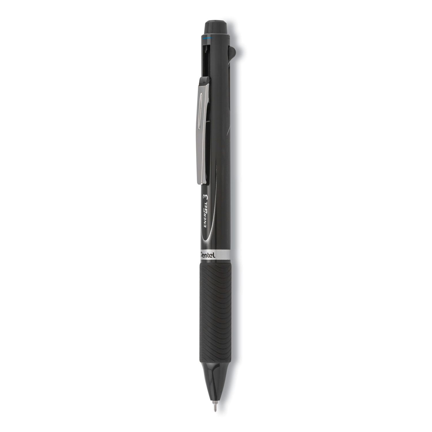 Pentel® EnerGel 3 Retractable Multi-Color Gel Pen, Fine 0.5 mm, Black/Blue/Red Ink, Gray Barrel