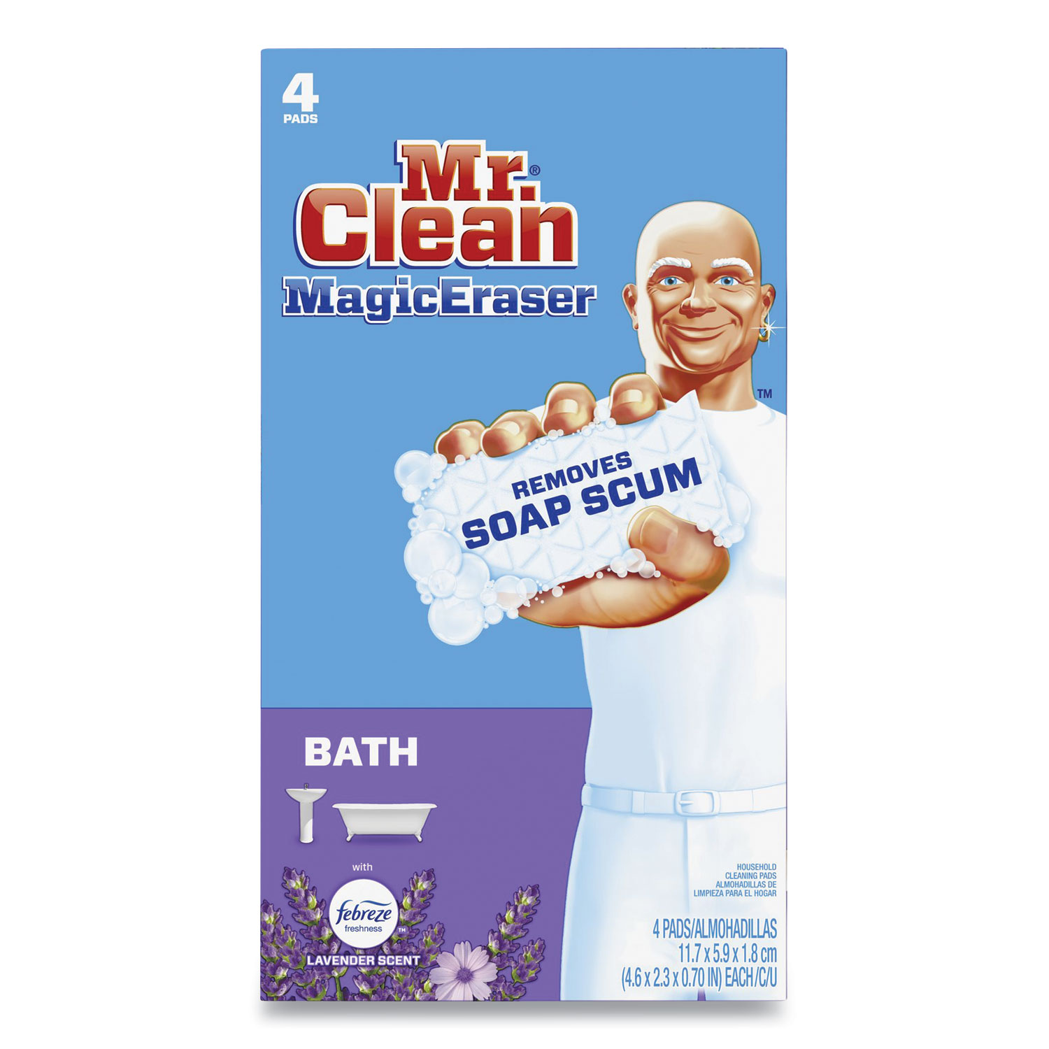 Mr. Clean® Magic Eraser Bathroom Scrubber, 4.6 x 2.3, 4/Pack