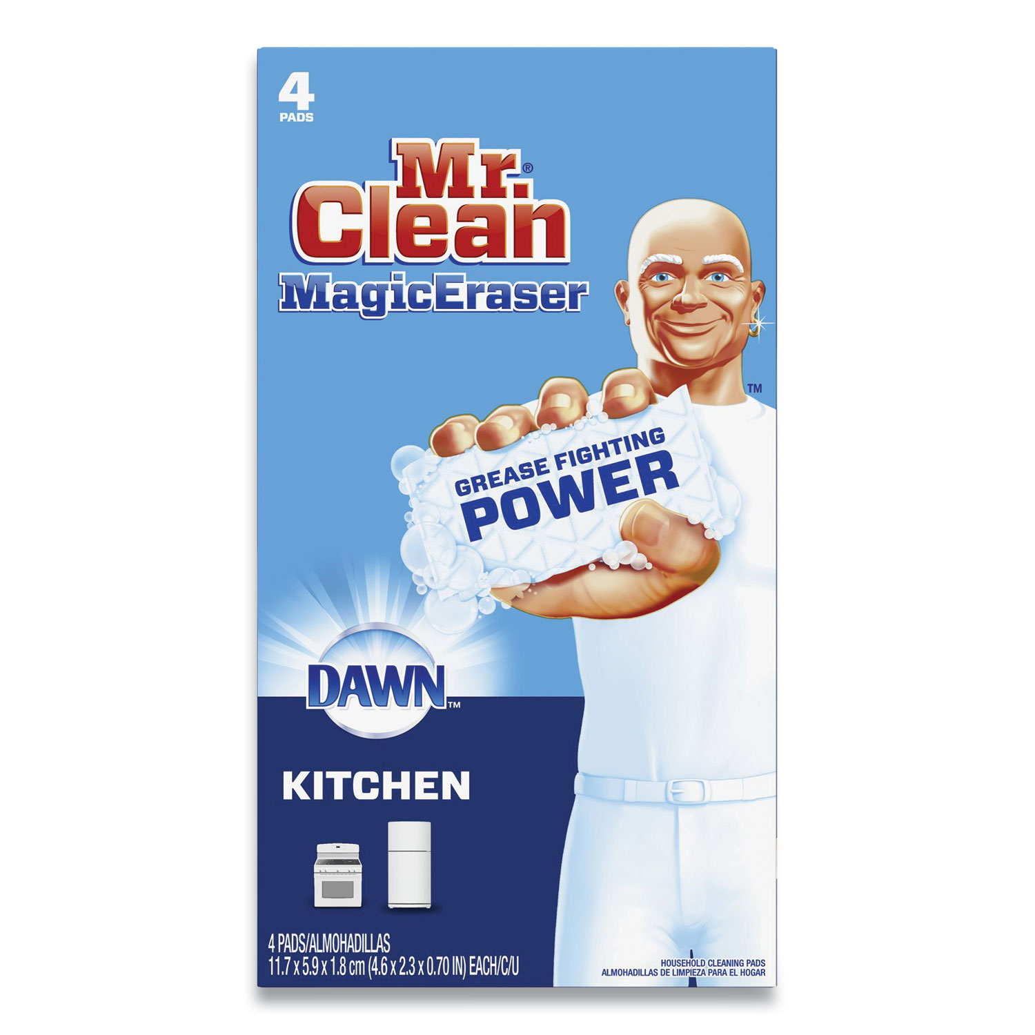  Mr. Clean 51107 Magic Eraser Kitchen Scrubber, 4.6 x 2.3, White, 4 Scrubbers (PGC24428630) 