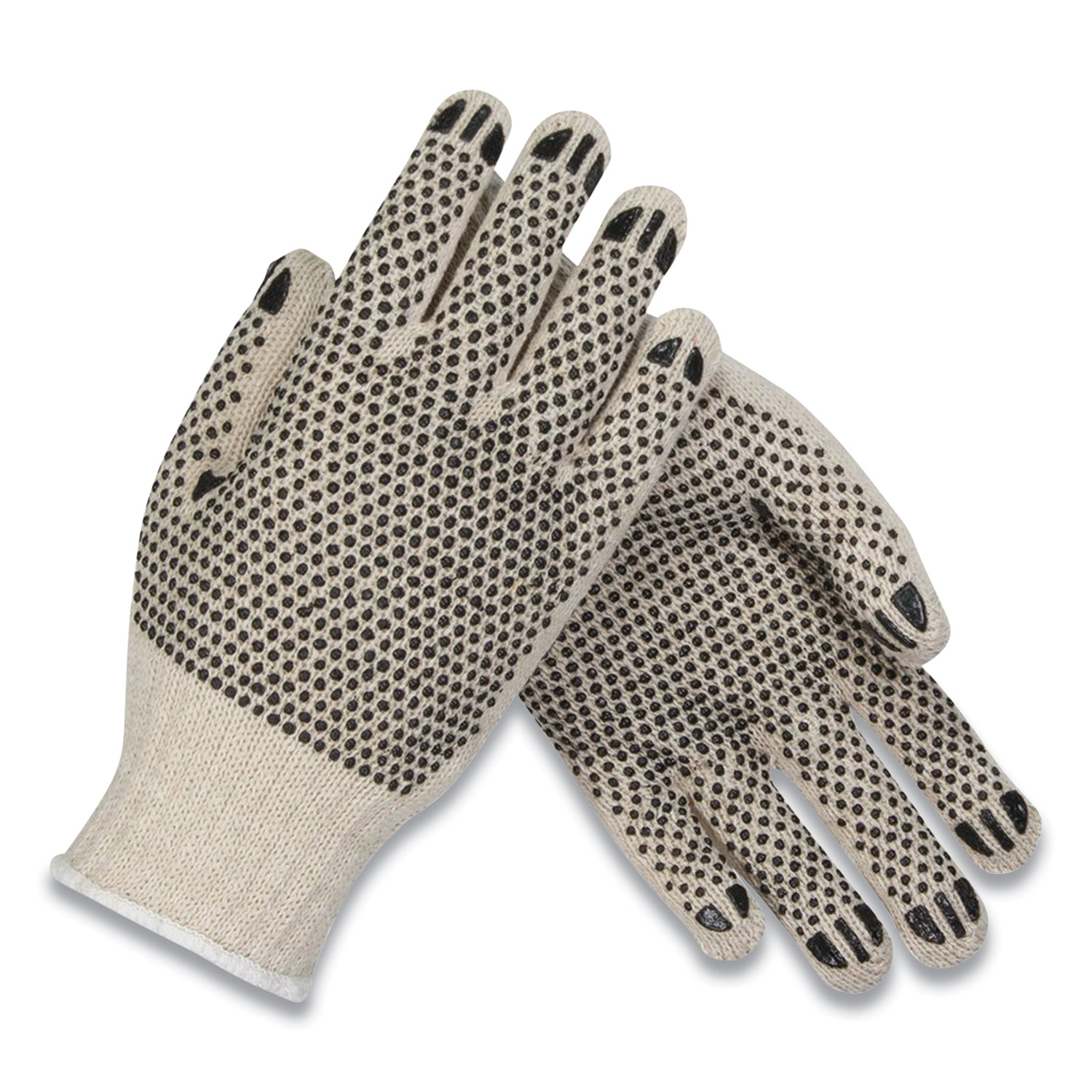 PVC-Dotted Cotton/Polyester Work Gloves, Large, Gray/Black, 12 Pairs -  Zerbee