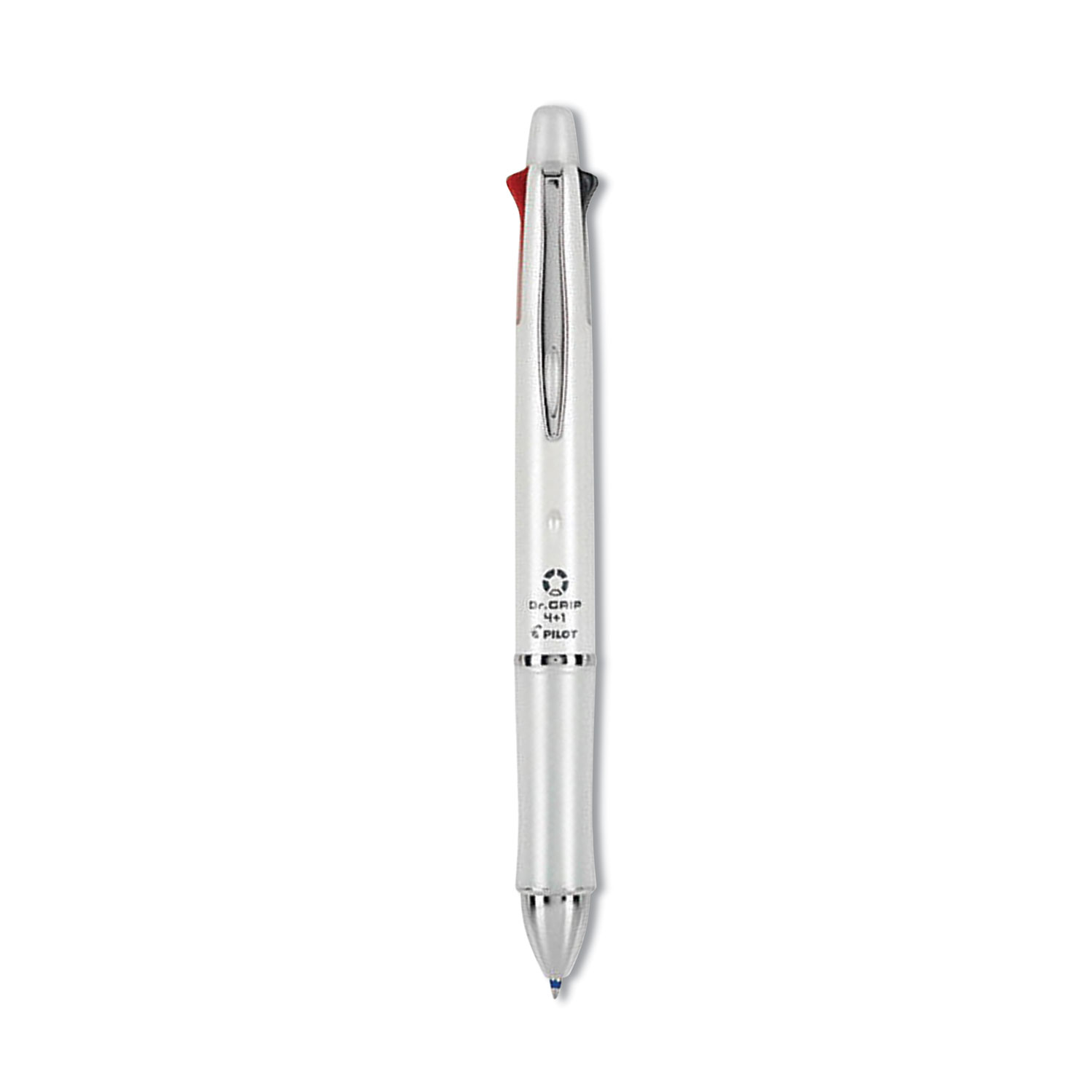 Pilot® Dr. Grip 4 + 1 Retractable Ballpoint Pen/Pencil, Black/Blue/Green/Red Ink, White Barrel