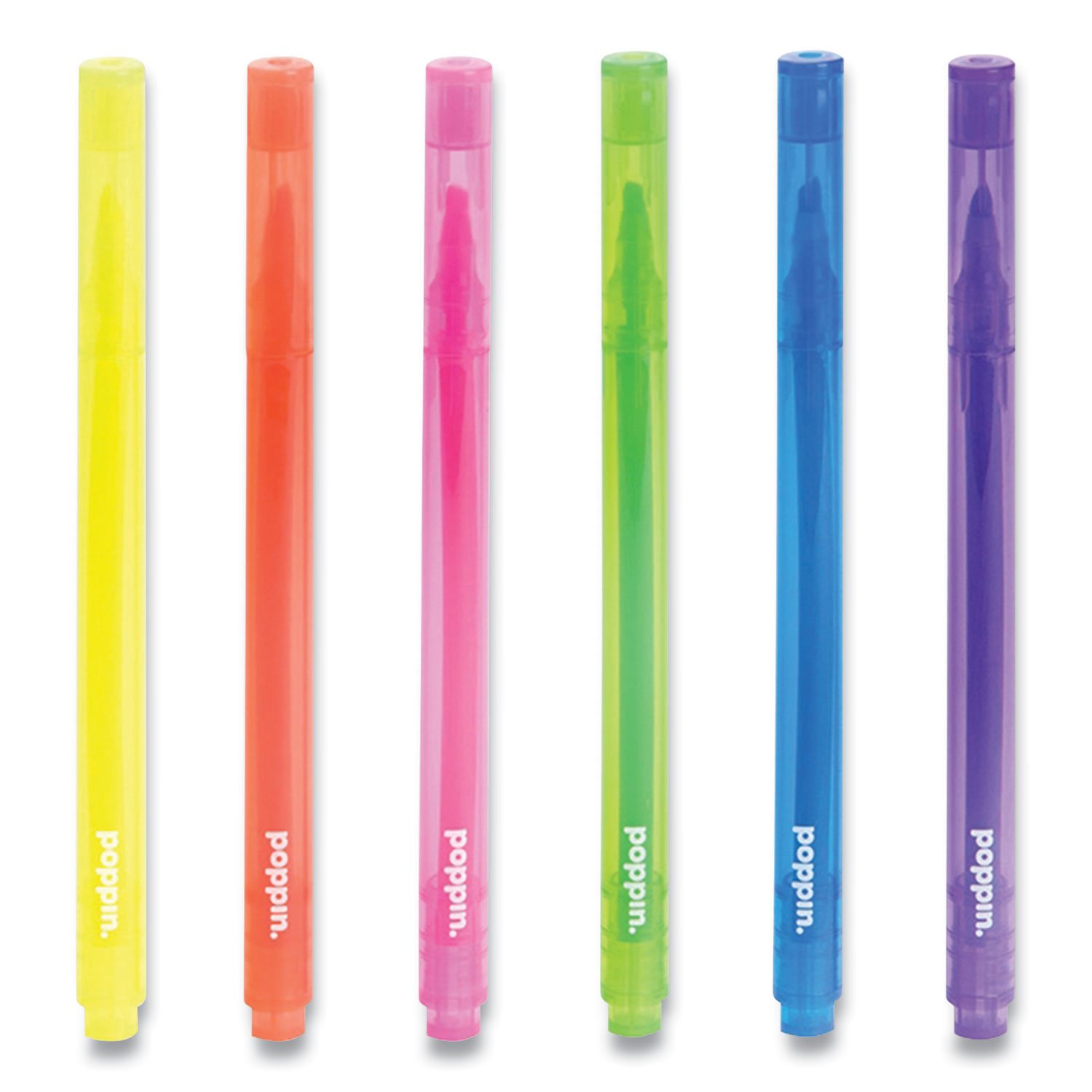  Poppin 100095 Thin Highlighters, Chisel Tip, Assorted Colors, 12/Pack (PPJ266035) 