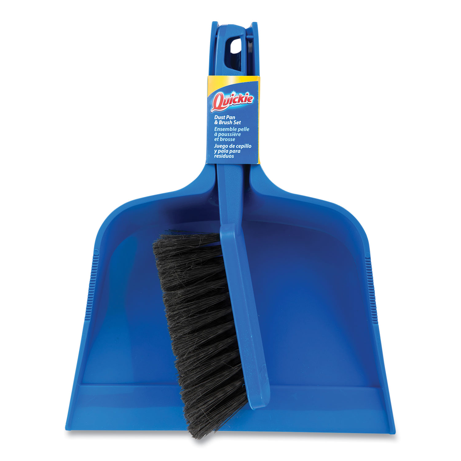 Quickie® Bulldozer Brush and Dust Pan Set, 10 x 12, Plastic, Blue