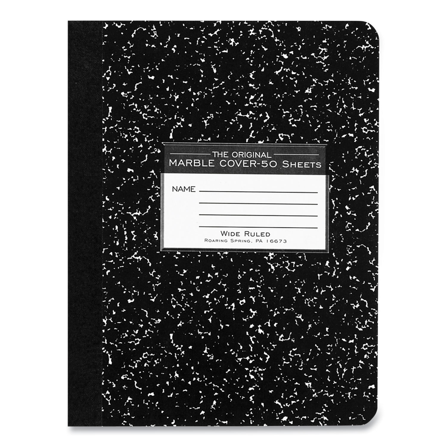  Roaring Spring 77220 Marble Composition Book, Wide/Legal Rule, Black Cover, 7.5 x 9.75, 50 Sheets (ROA687889) 