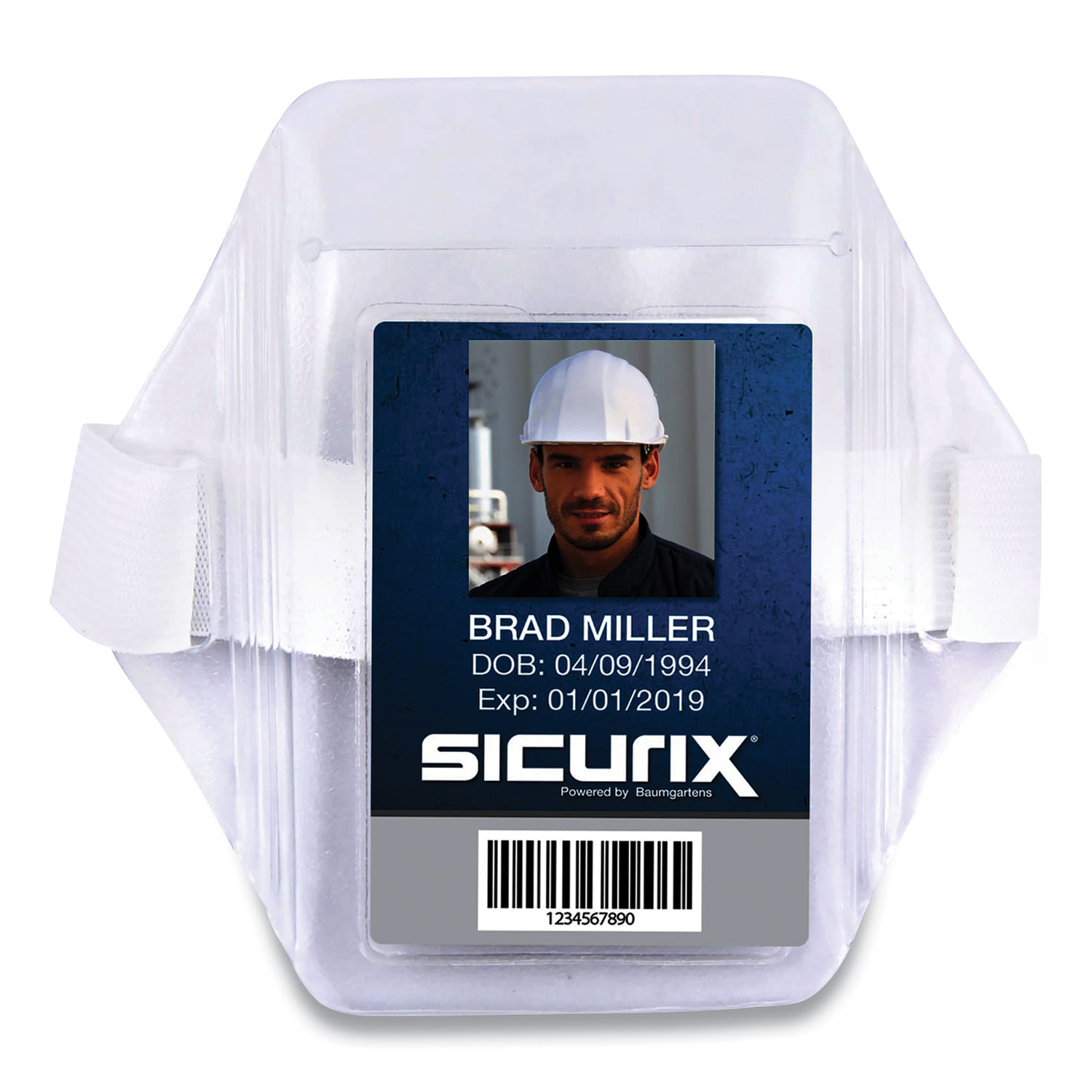 SICURIX® Armband Badge Holder, Vertical, 3.5 x 2.5, White