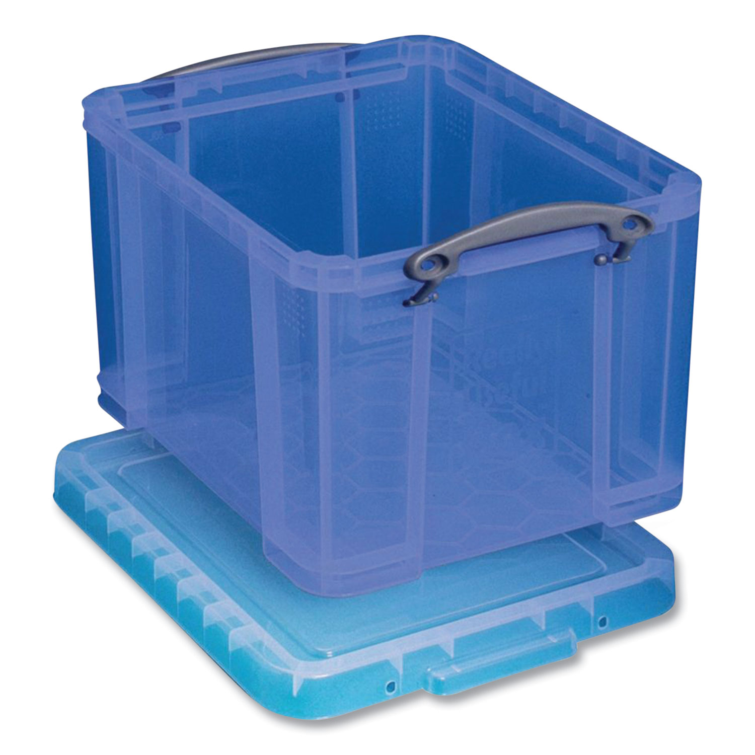Really Useful Box® Snap-Lid Storage Bin, 8.45 gal, 14 x 18 x 12.25, Transparent Blue