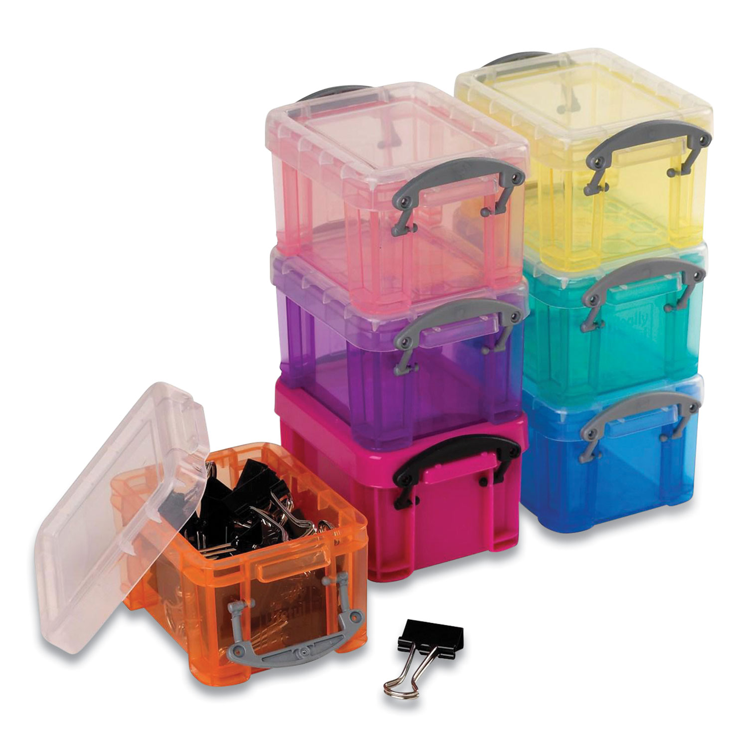 Really Useful Box® Snap-Lid Storage Bin, 0.03 gal, 1.75 x 2.25 x 1.5, Randomly Assorted Colors