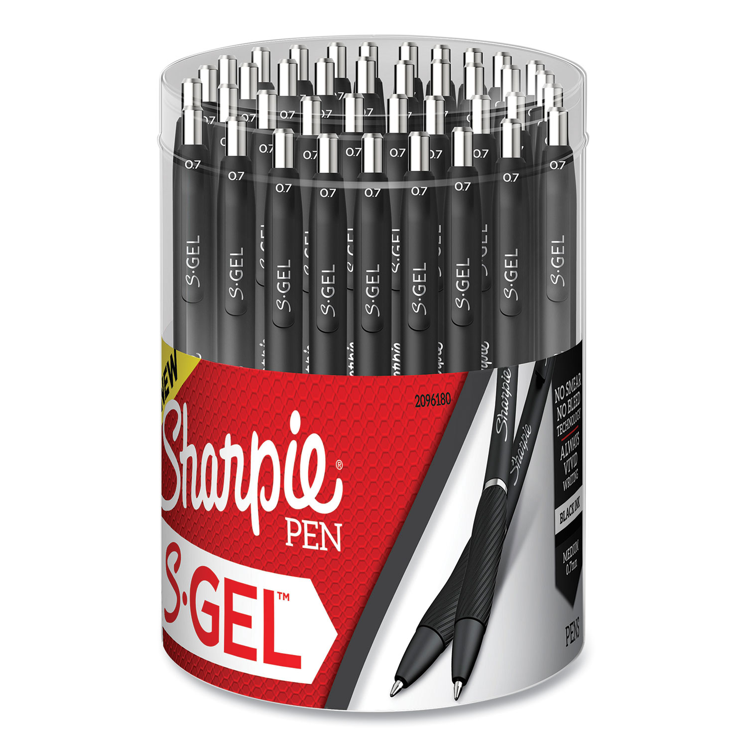 Sharpie® S-Gel™ S-Gel Retractable Gel Pen, Medium 0.7 mm, Black Ink/Barrel, 36/Pack