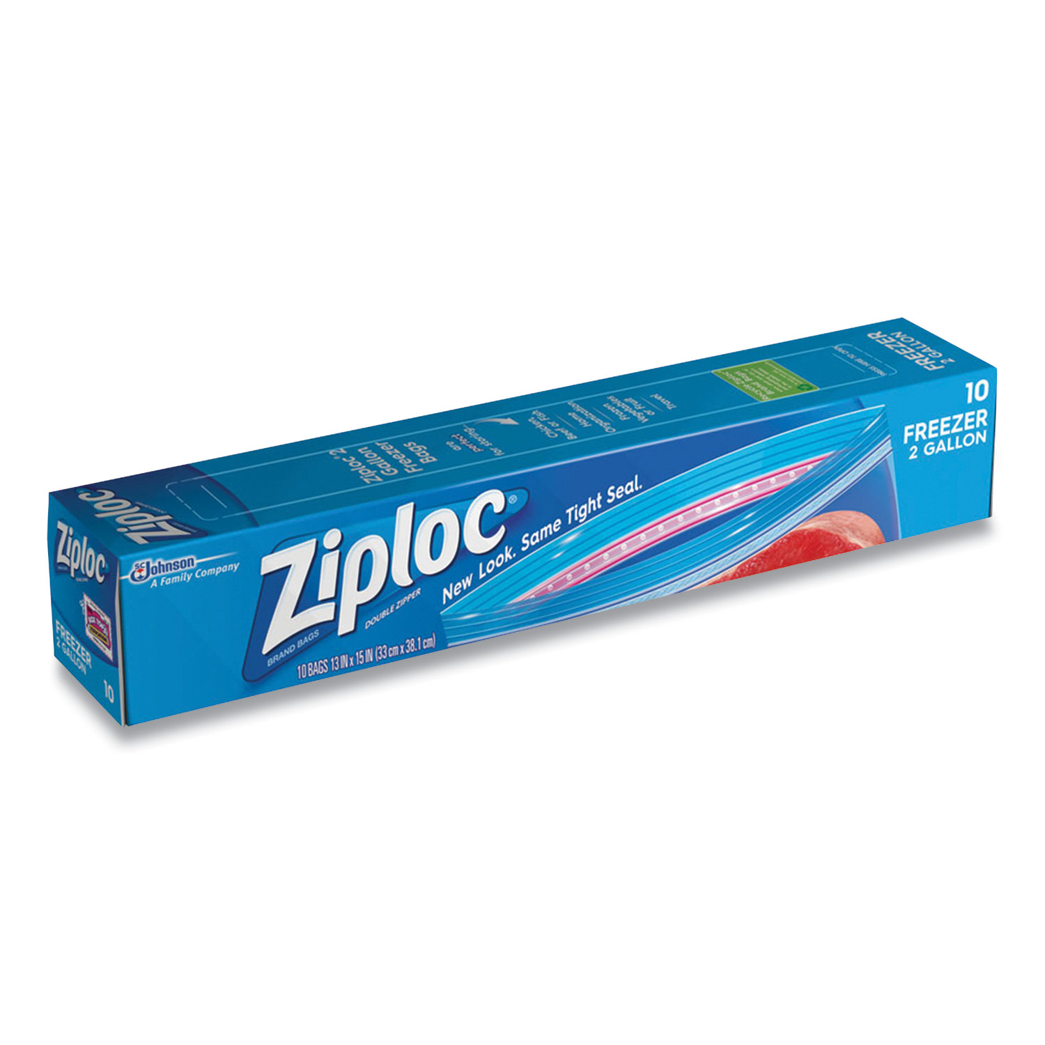  Ziploc 665258 Zipper Freezer Bags, 2 gal, 13 x 15, Clear, 10/Box (SJN24419504) 