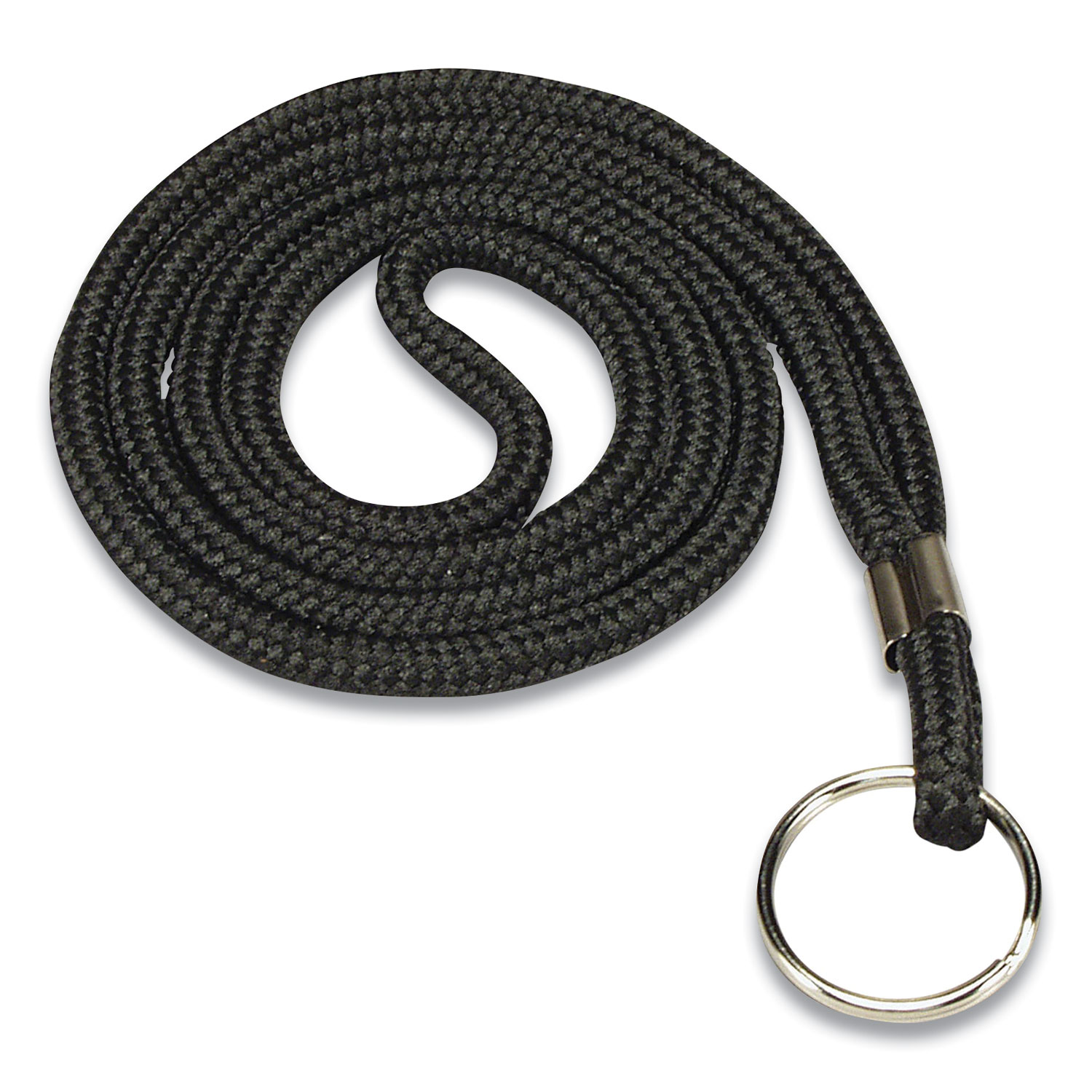 SICURIX® Rope Lanyard, Metal Ring Fastener, 36 Long, Black