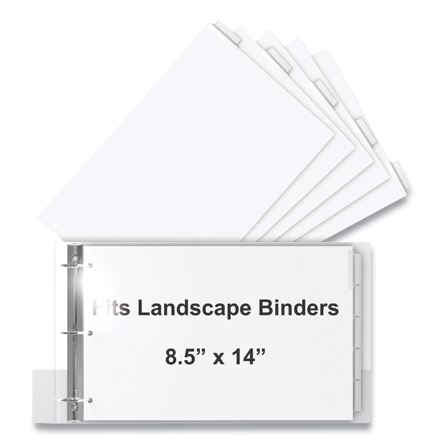 Stride Landscape Orientation Index Dividers, 5-Tab, 14 x 8.5, White, 1 Set