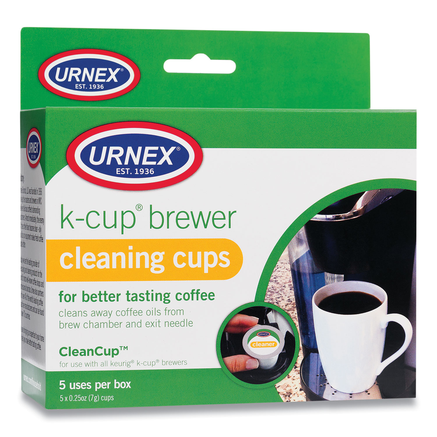  Urnex UBI70135 CleanCup Coffee Pod Brewer Cleaning Cups, 0.25 oz Cup, 5/Pack (URN24396363) 