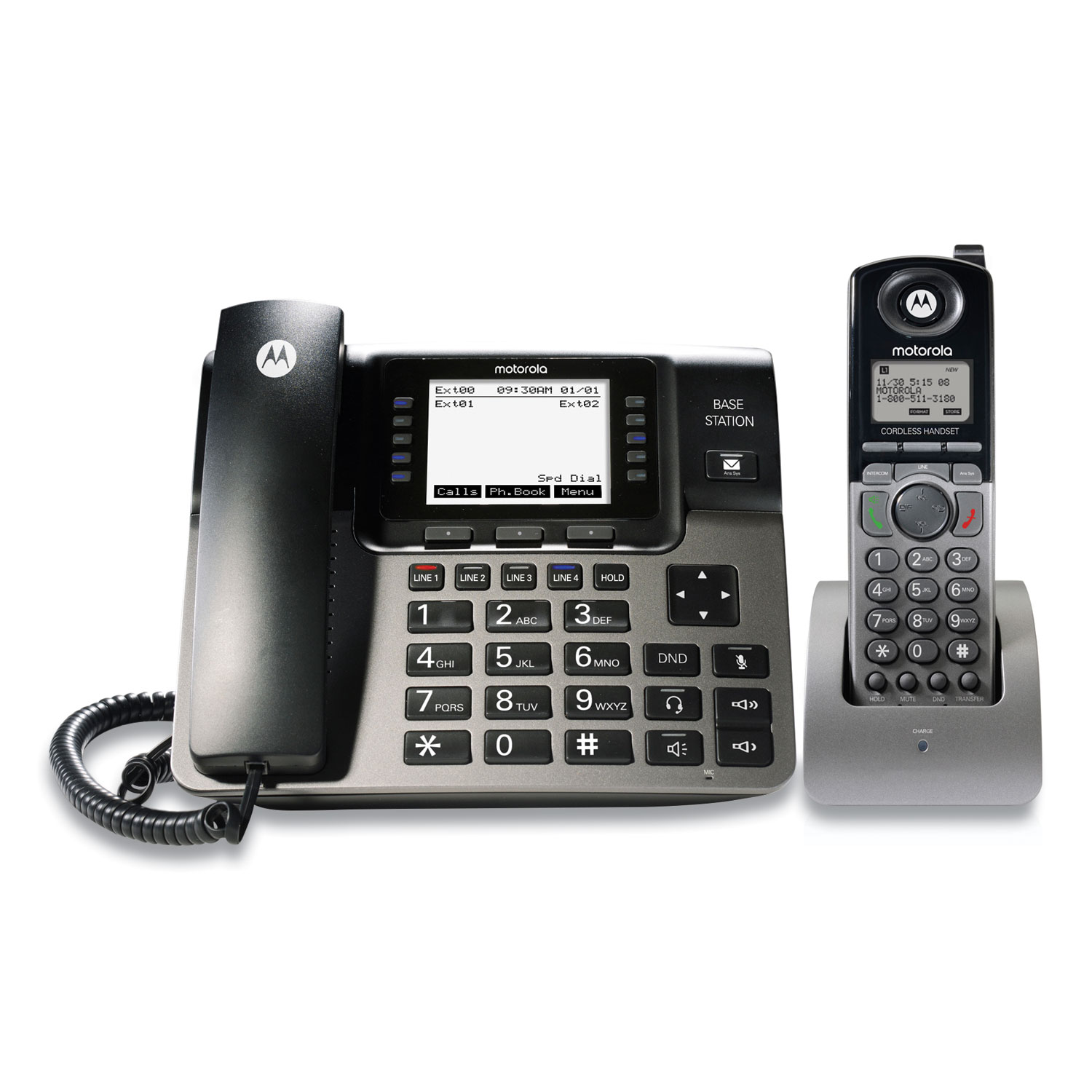  Motorola ML1250 ML1250 1-4 Line Corded/Cordless Phone System, 1 Handset, Black/Silver (MTRML1250) 