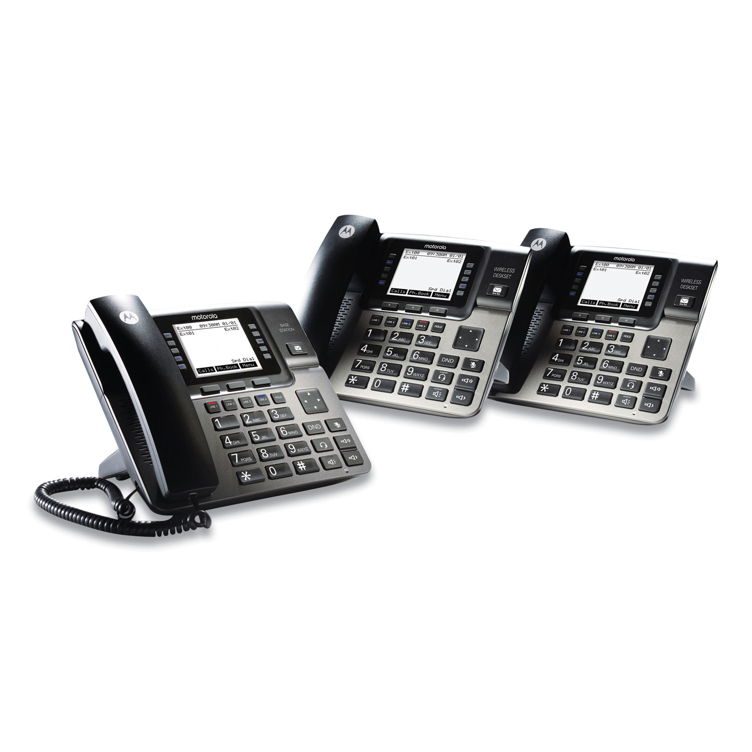  Motorola ML1002D Unison 1-4 Line Wireless Phone System Bundle, 2 Additional Deskphones (MTRML1002D) 