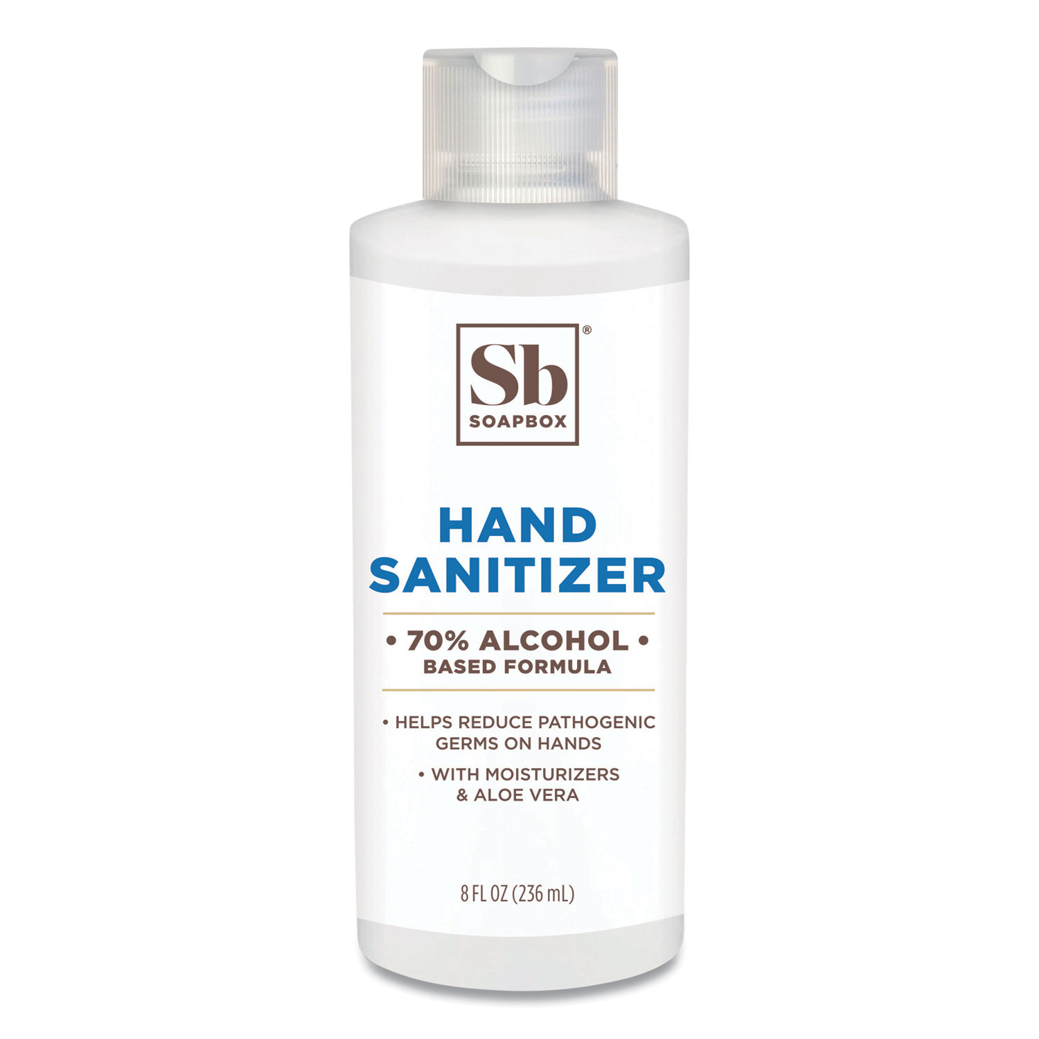  Soapbox 77141 Gel Hand Sanitizer, 8 oz Bottle with Dispensing Cap, Unscented, 24/Carton (SBX77141CT) 